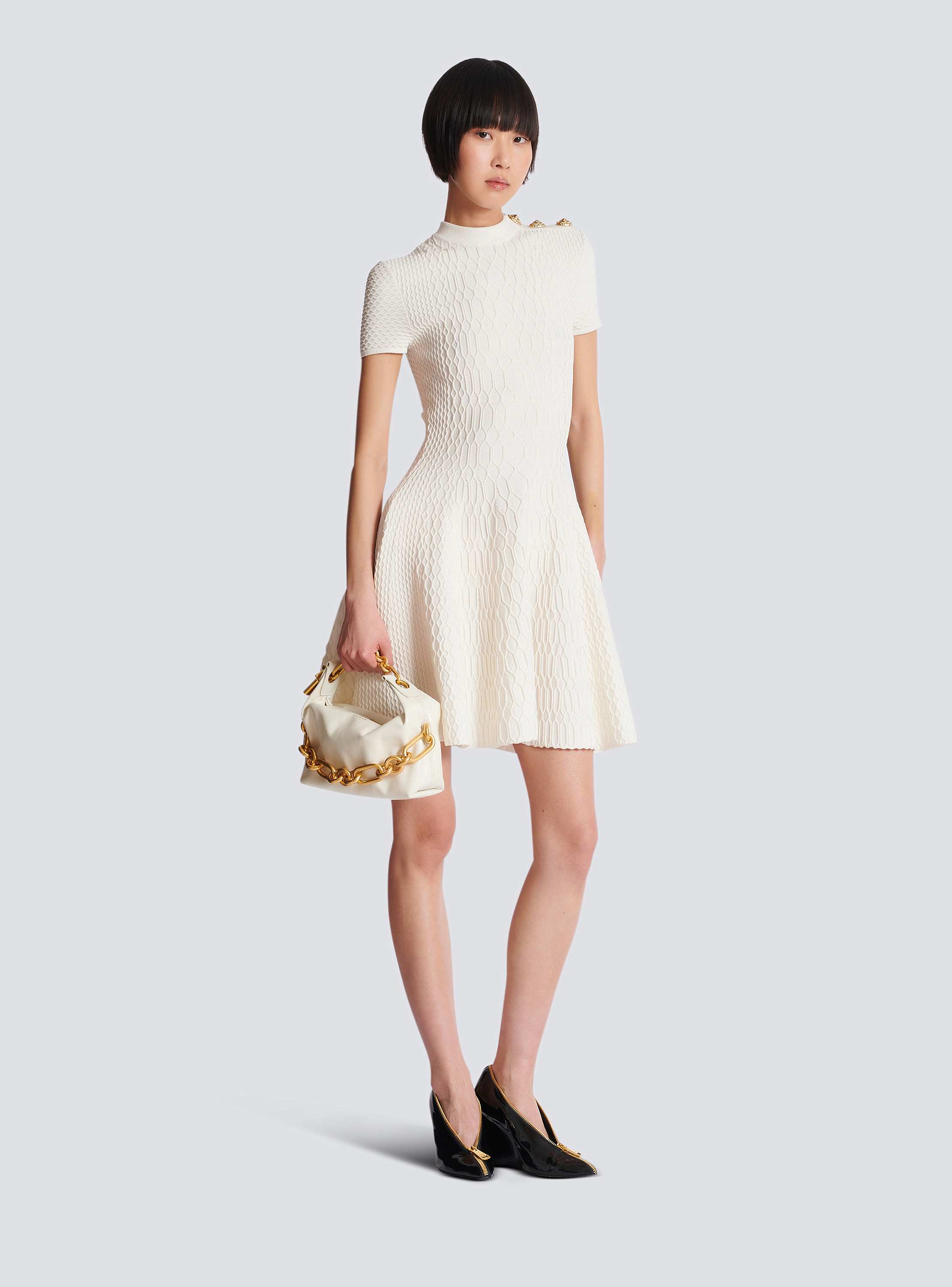 Flared crocodile-knit dress
