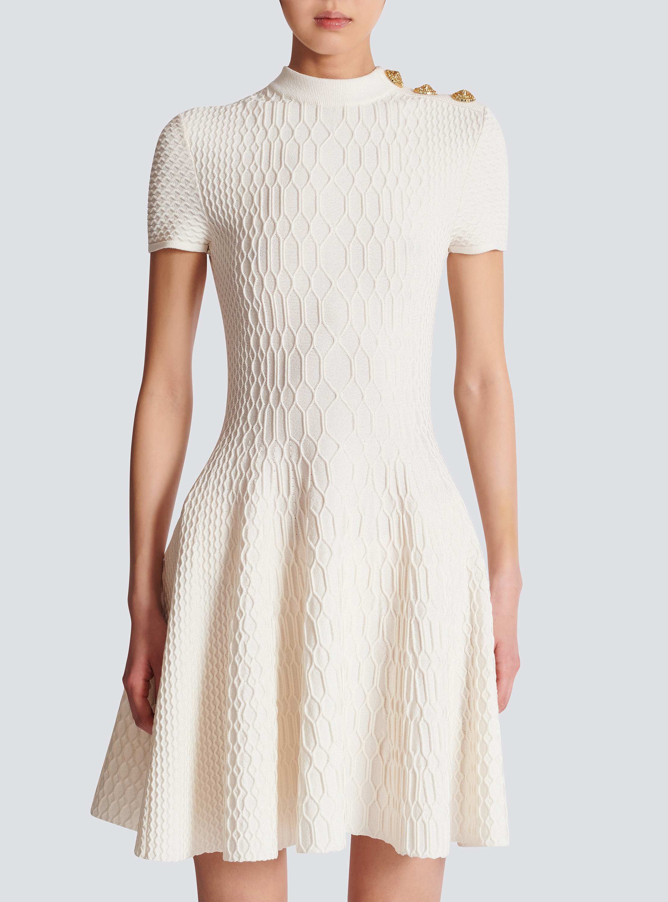Flared crocodile-knit dress