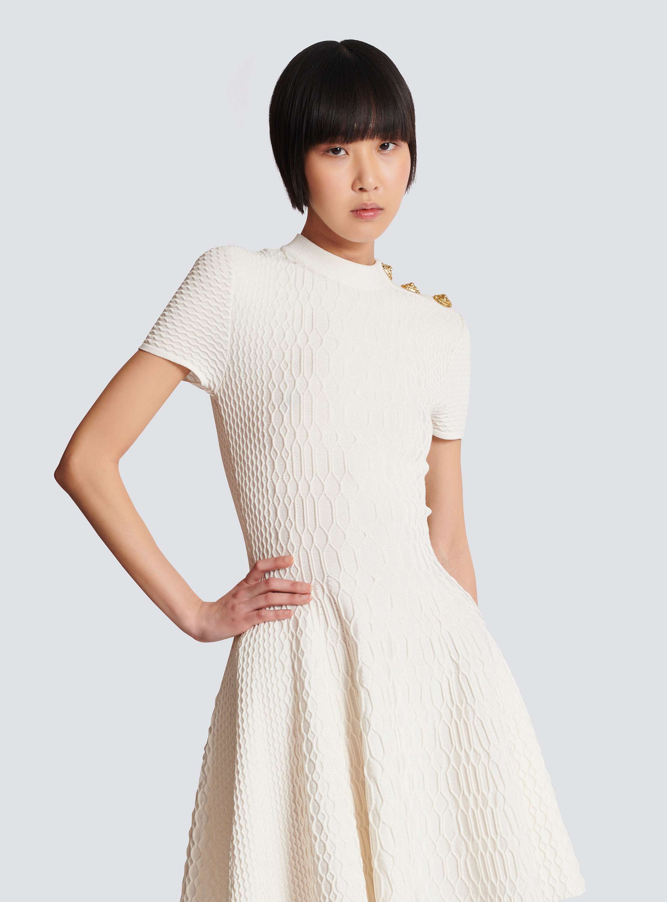 Flared crocodile-knit dress