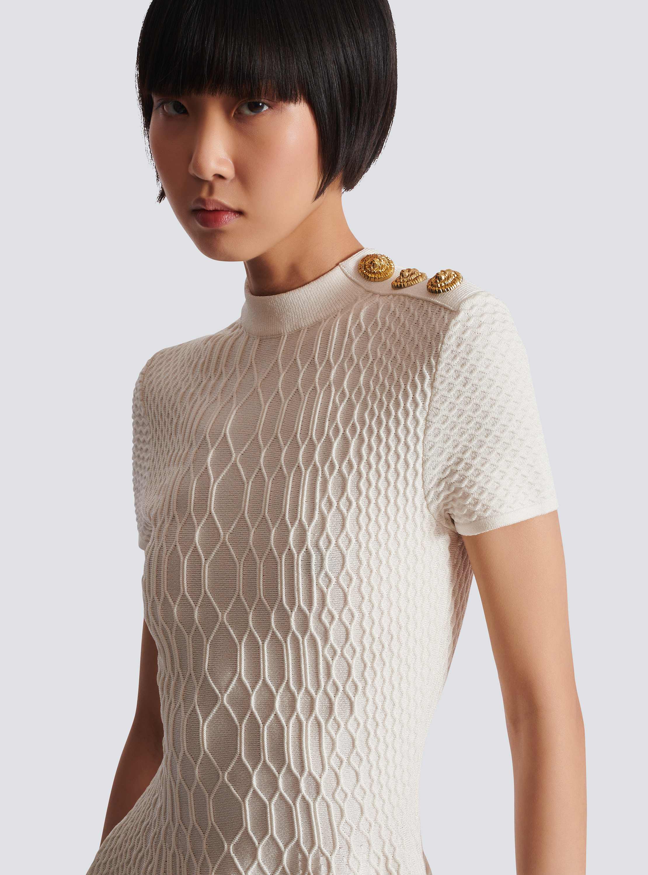 Flared crocodile-knit dress