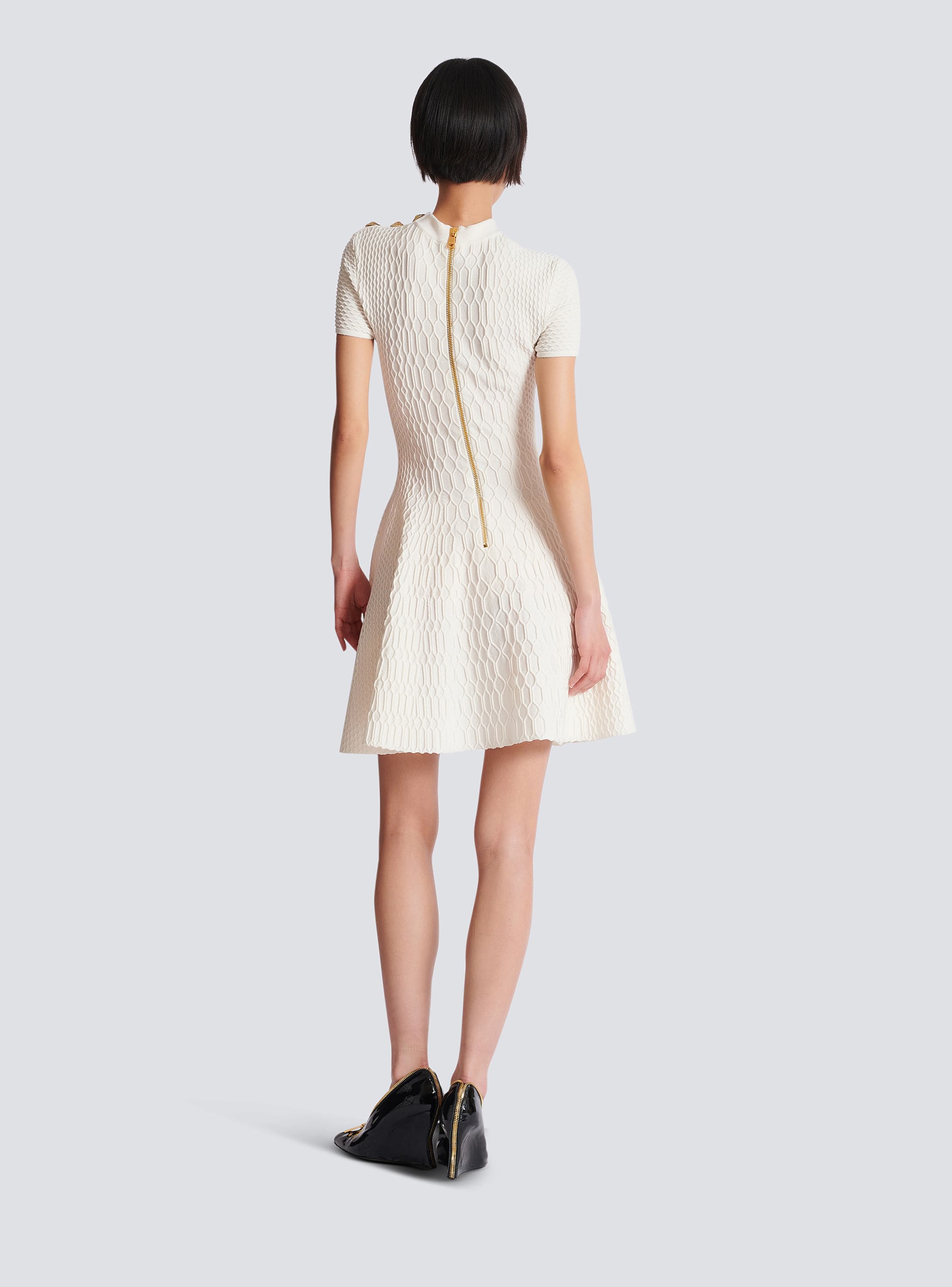 Flared crocodile-knit dress