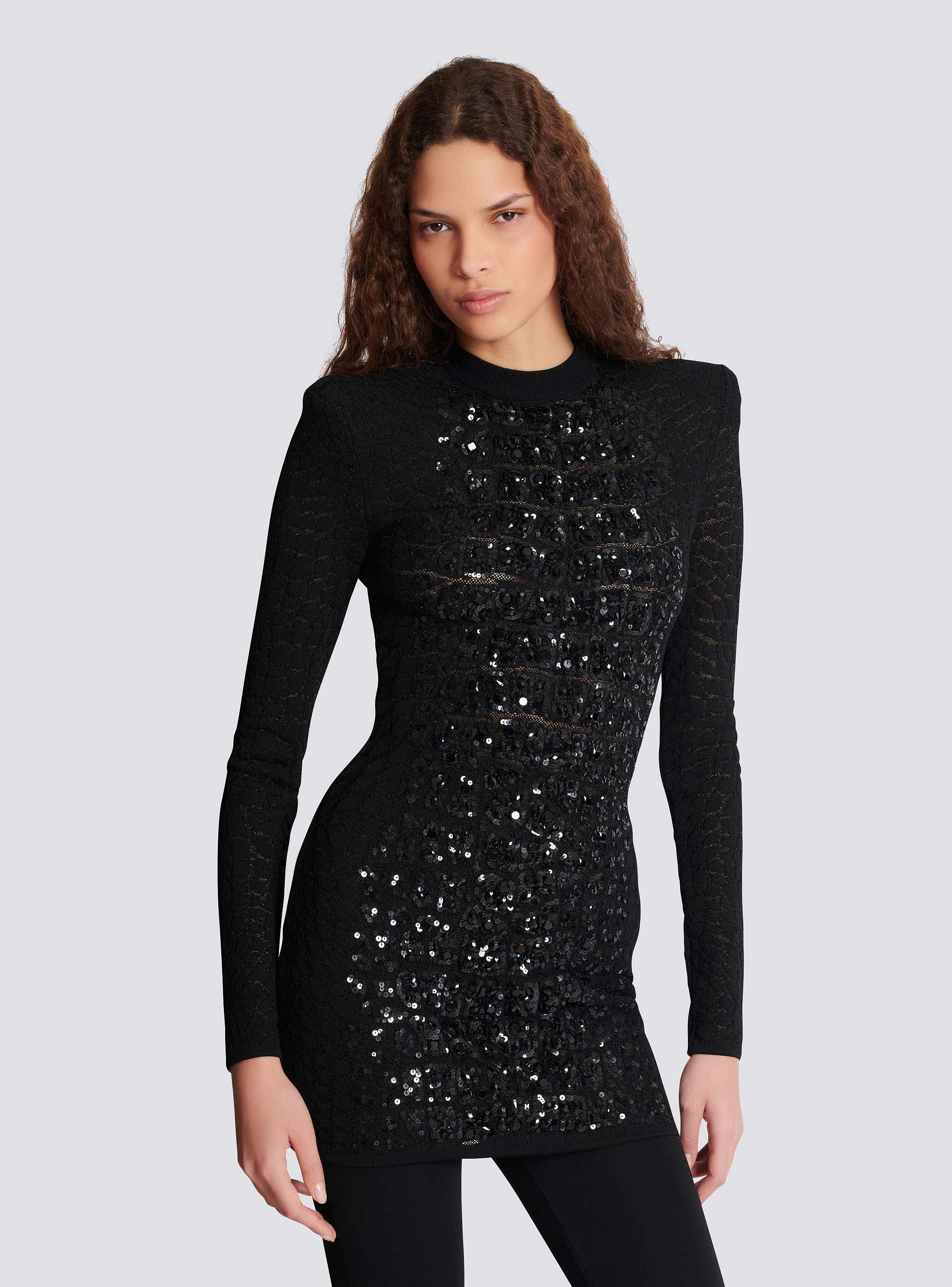 Short sequin dress in crocodile knit