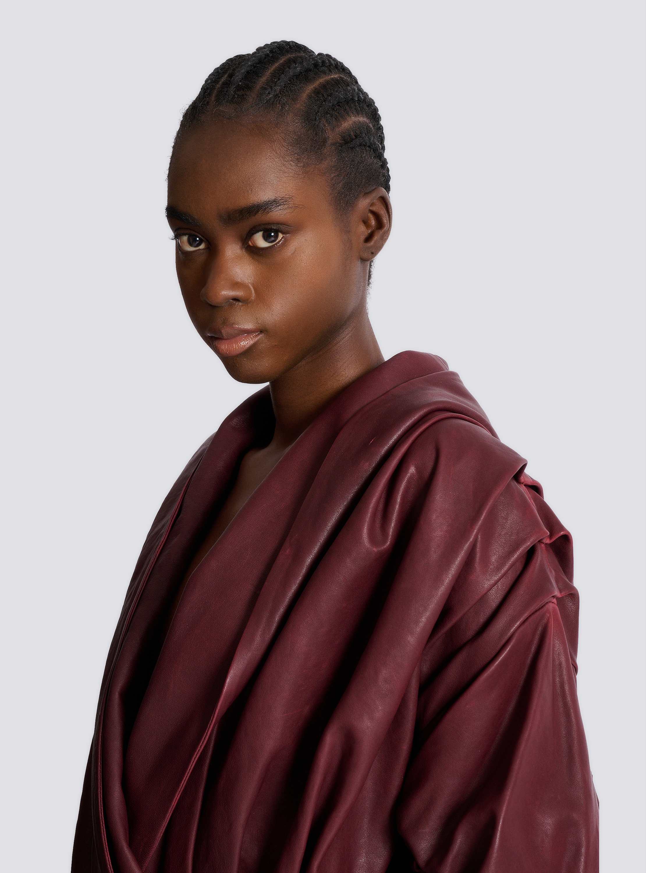 フード付き ウォッシュラムスキン ショートドレス 