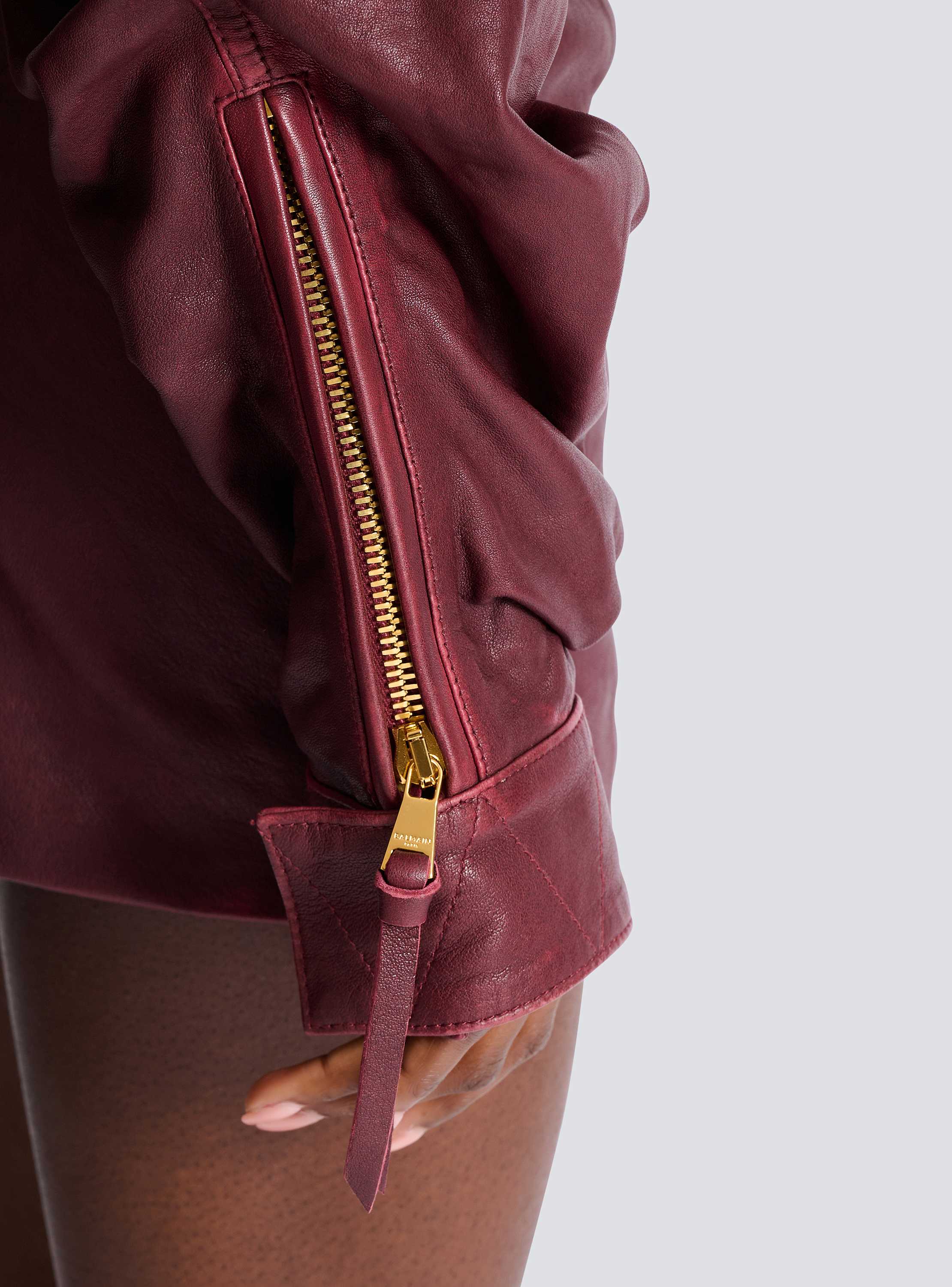 フード付き ウォッシュラムスキン ショートドレス 