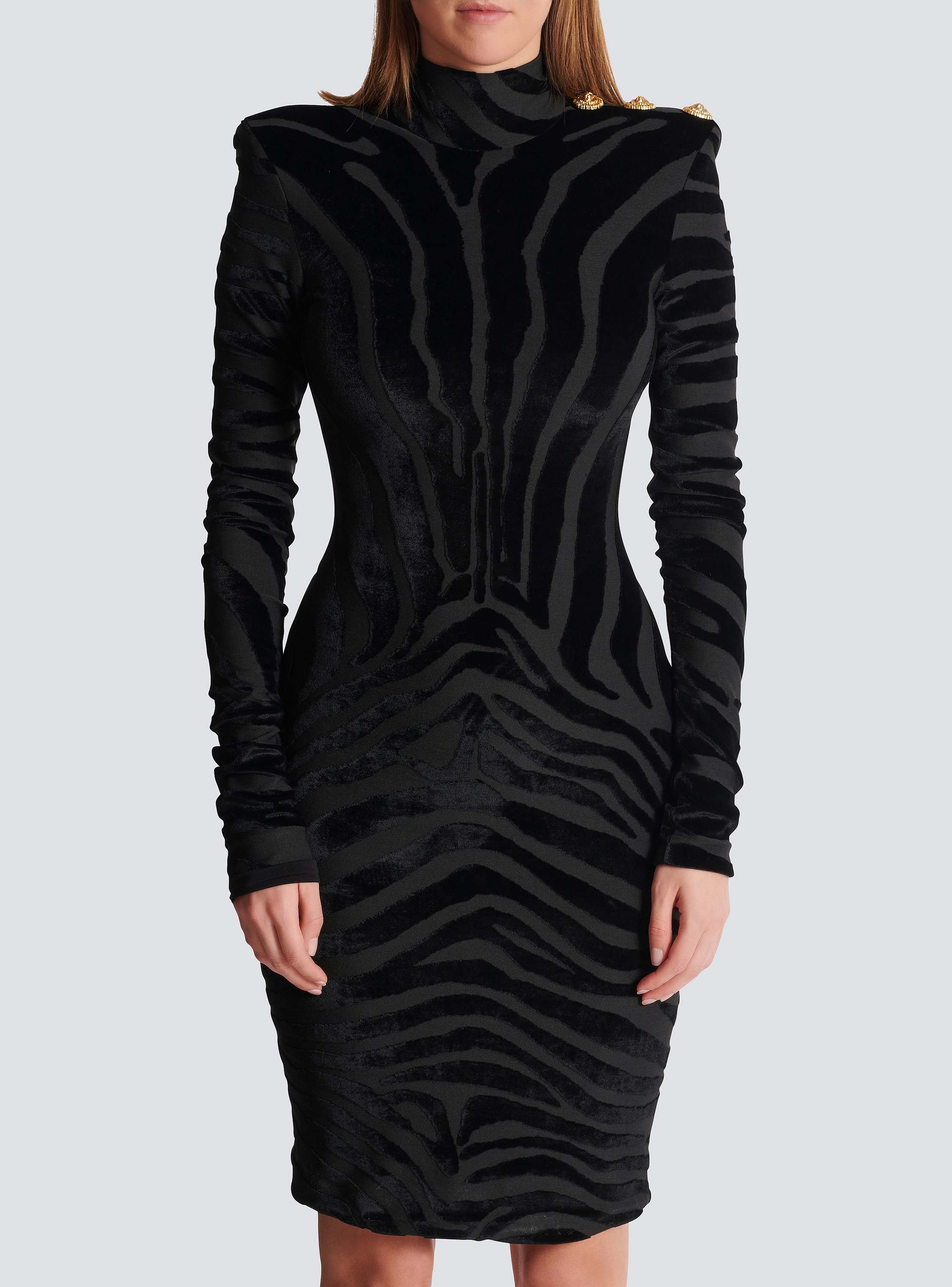 Short zebra-print velvet dress