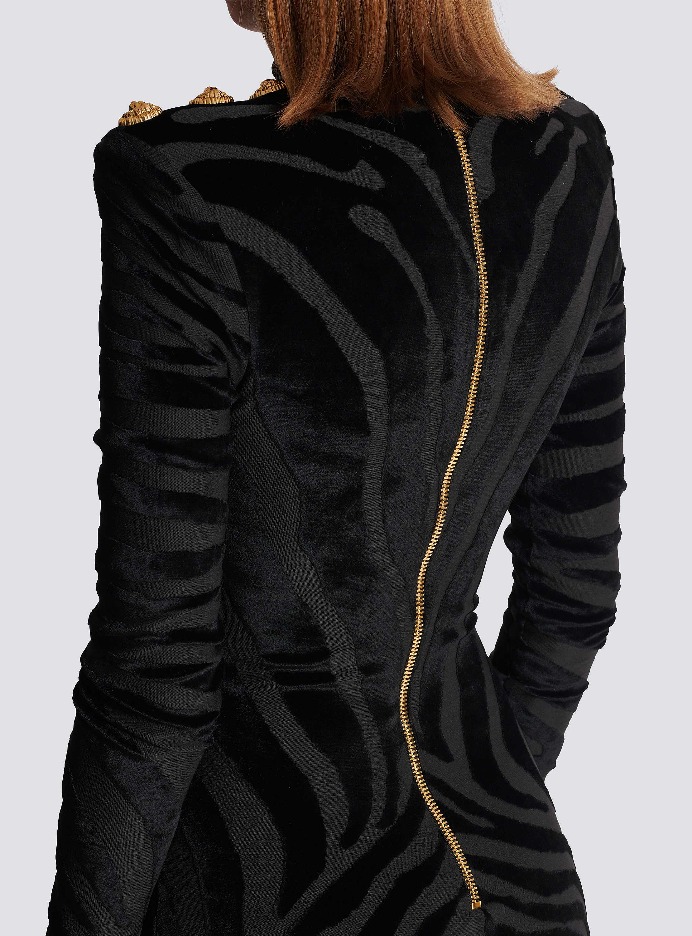 Short zebra-print velvet dress