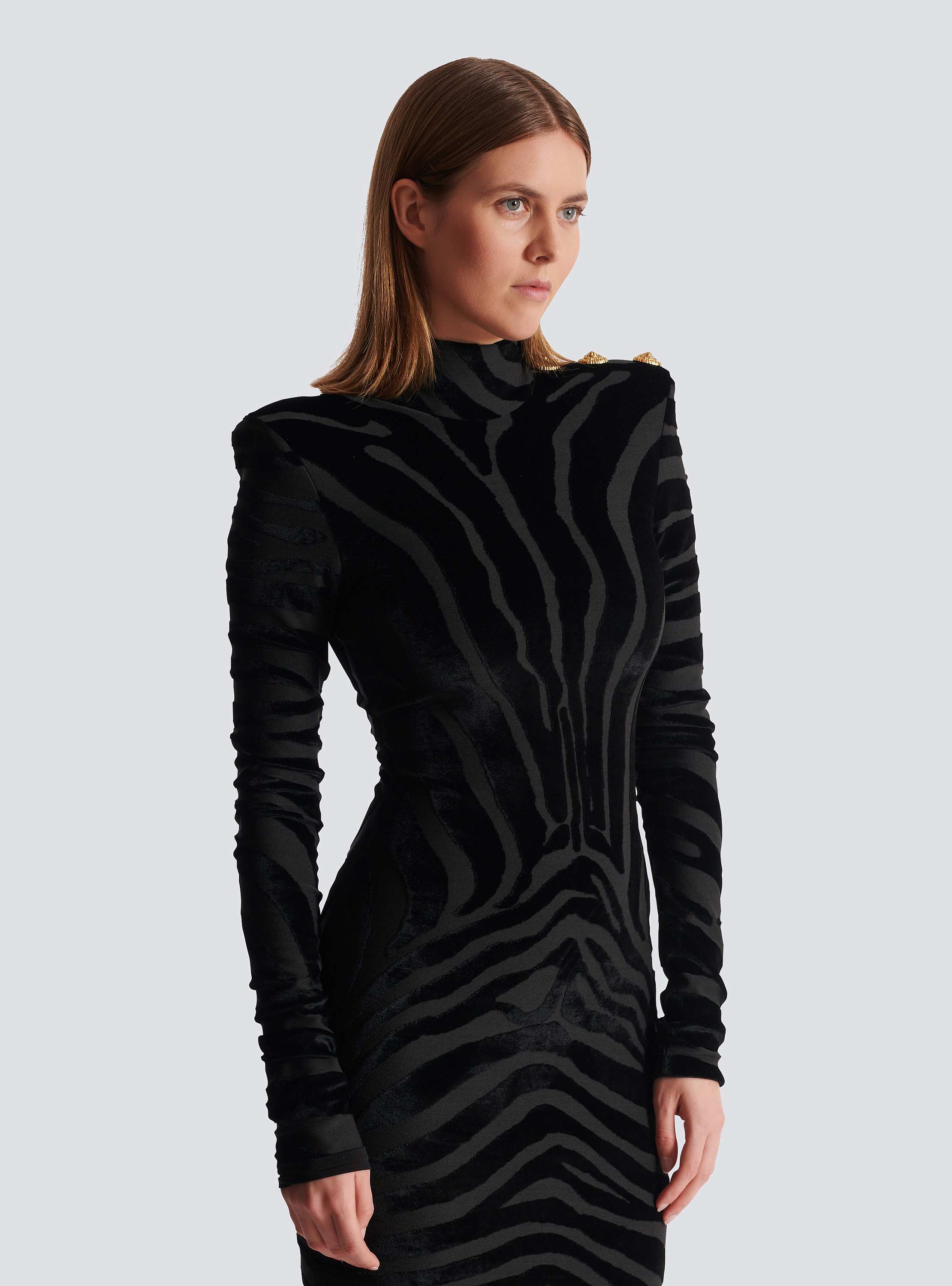 Short zebra-print velvet dress