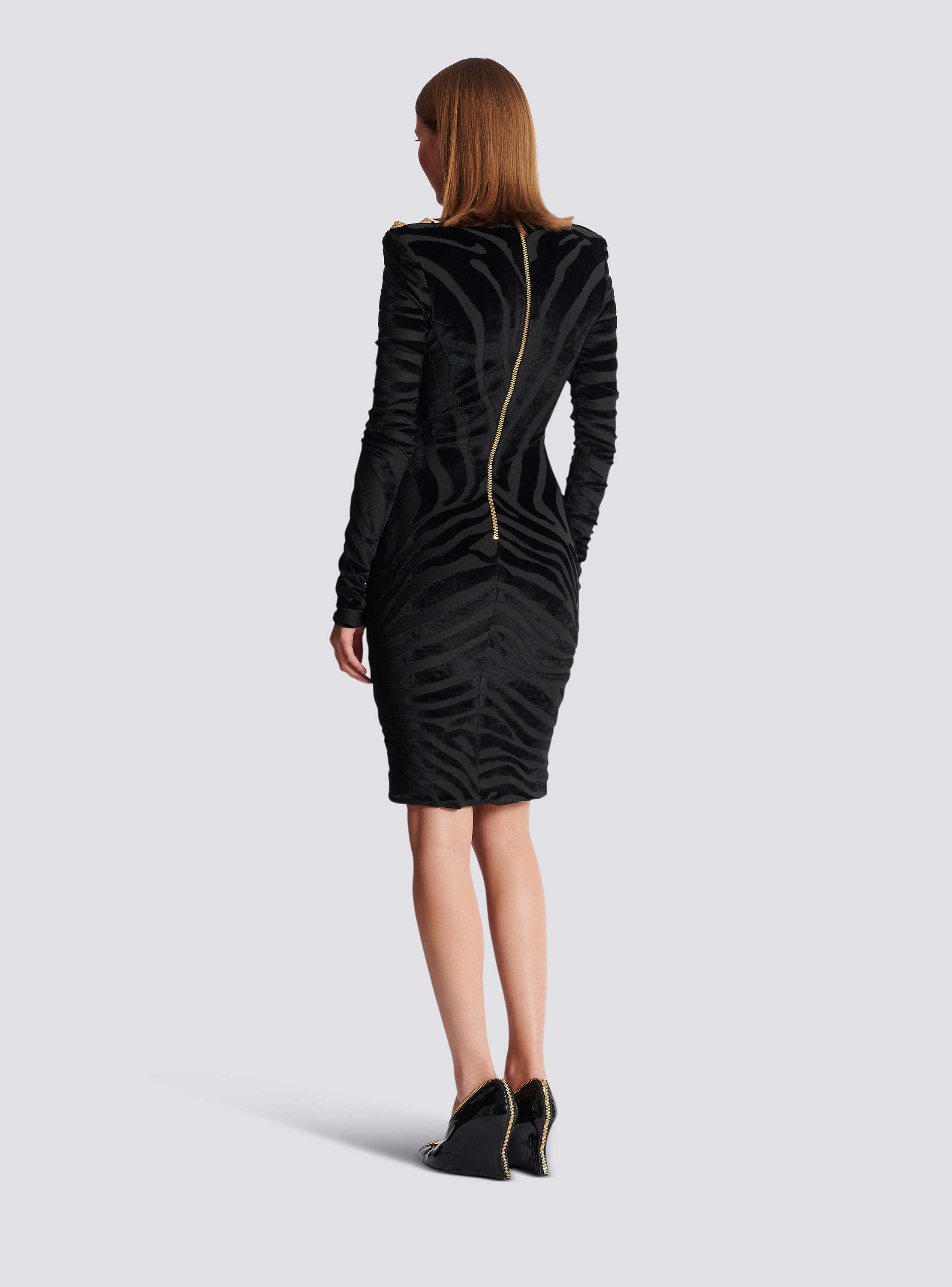 Short zebra-print velvet dress