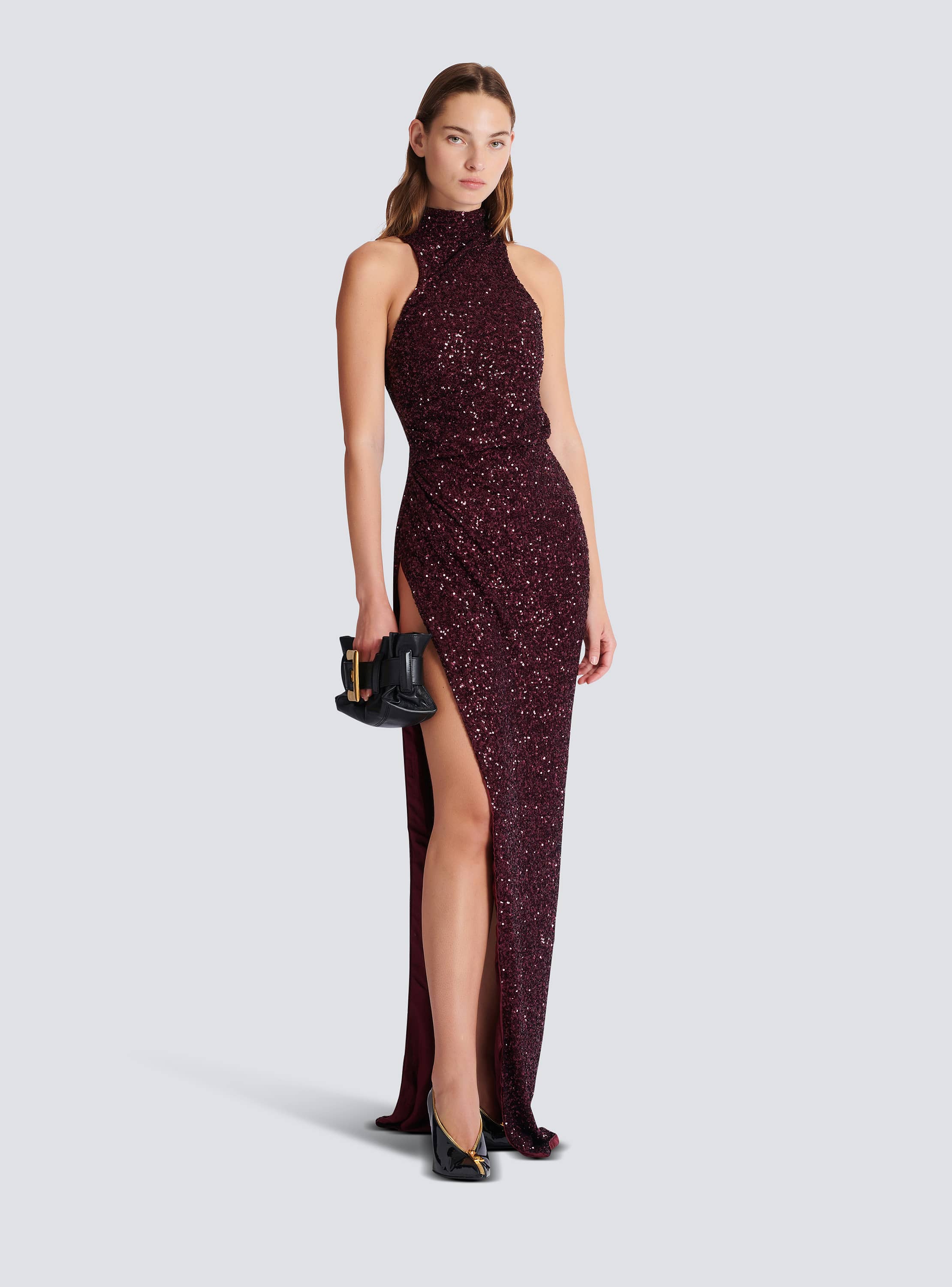 Long sleeveless sequin dress