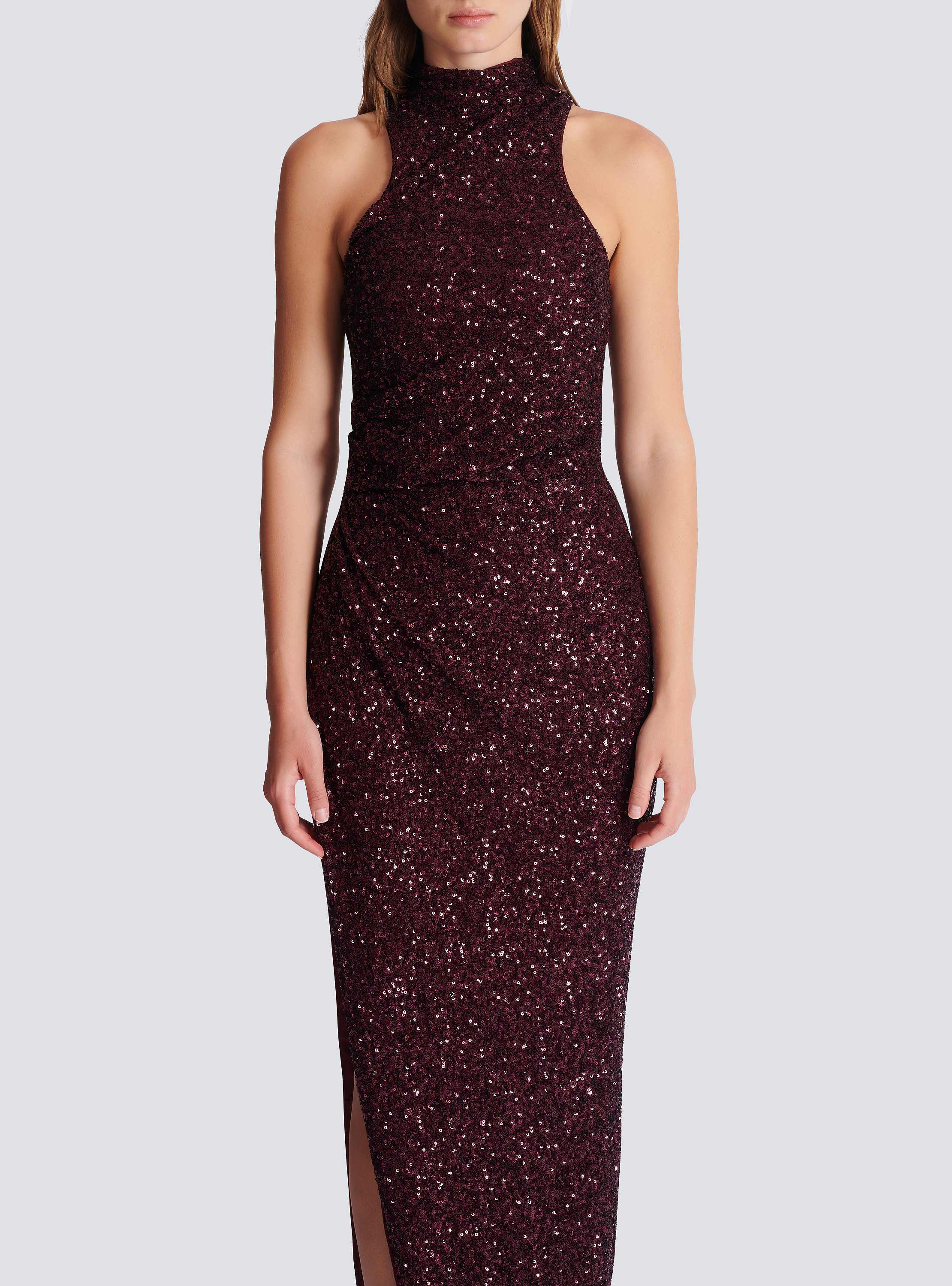 Long sleeveless sequin dress
