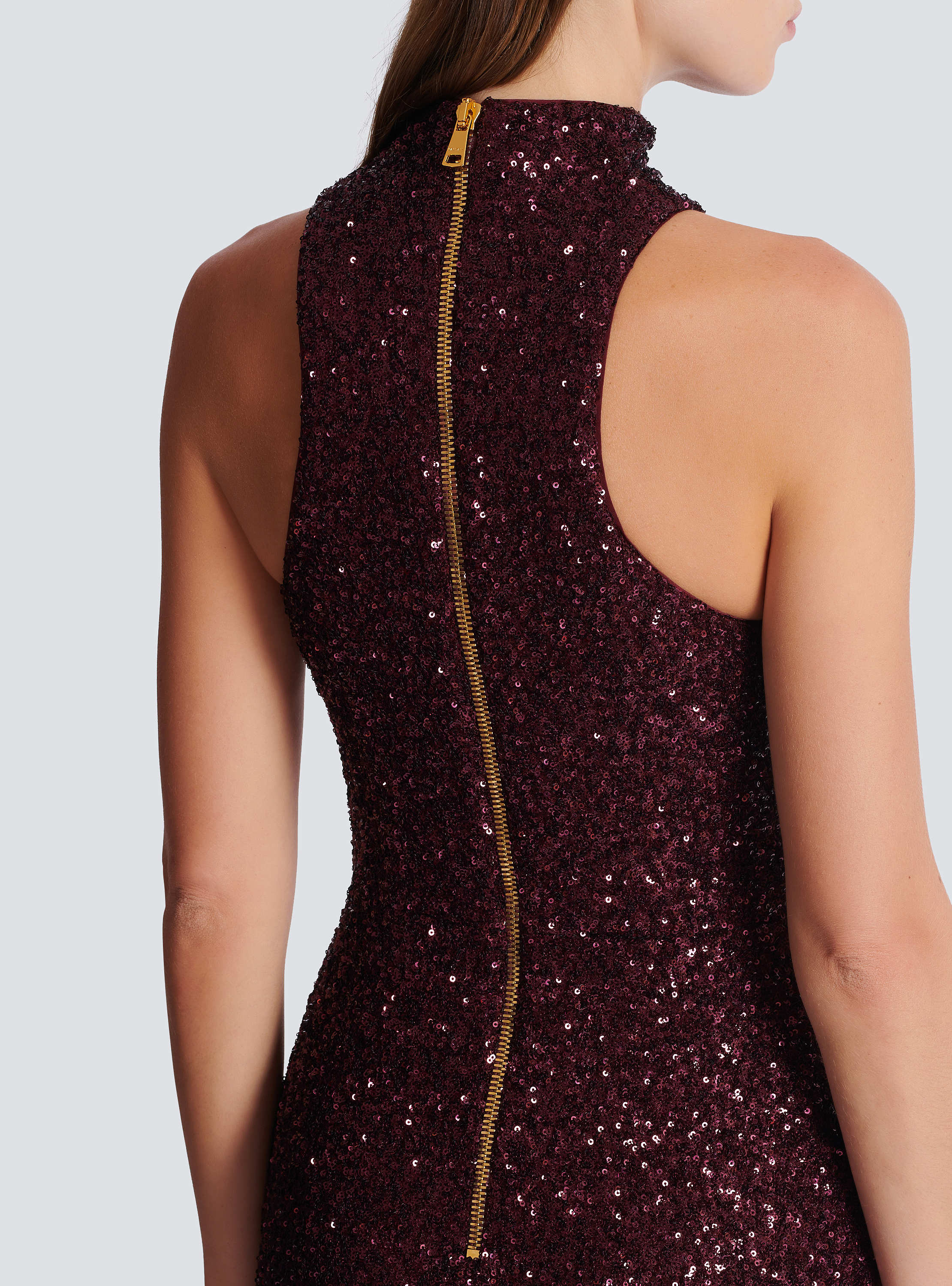 Long sleeveless sequin dress