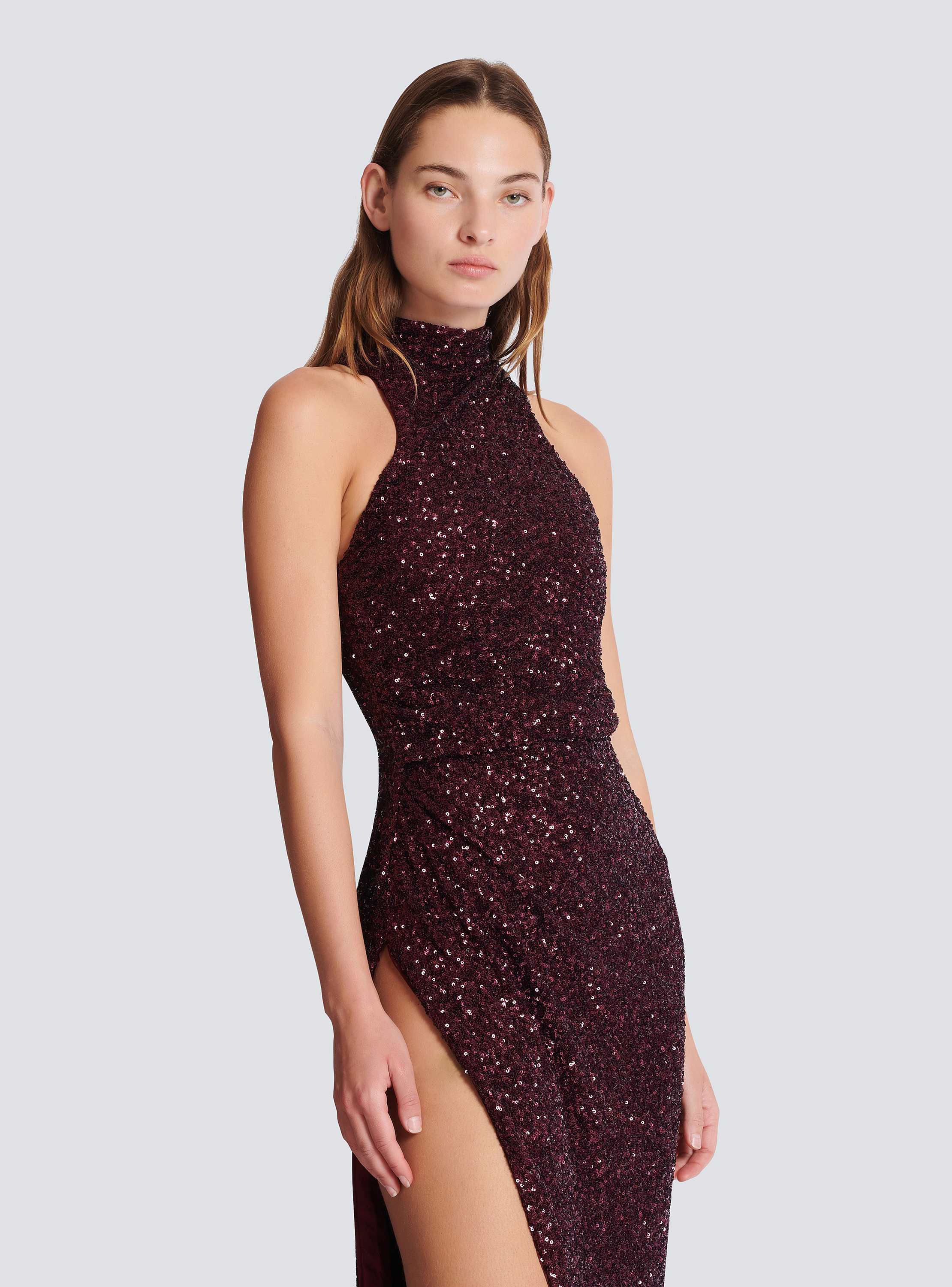 Long sleeveless sequin dress