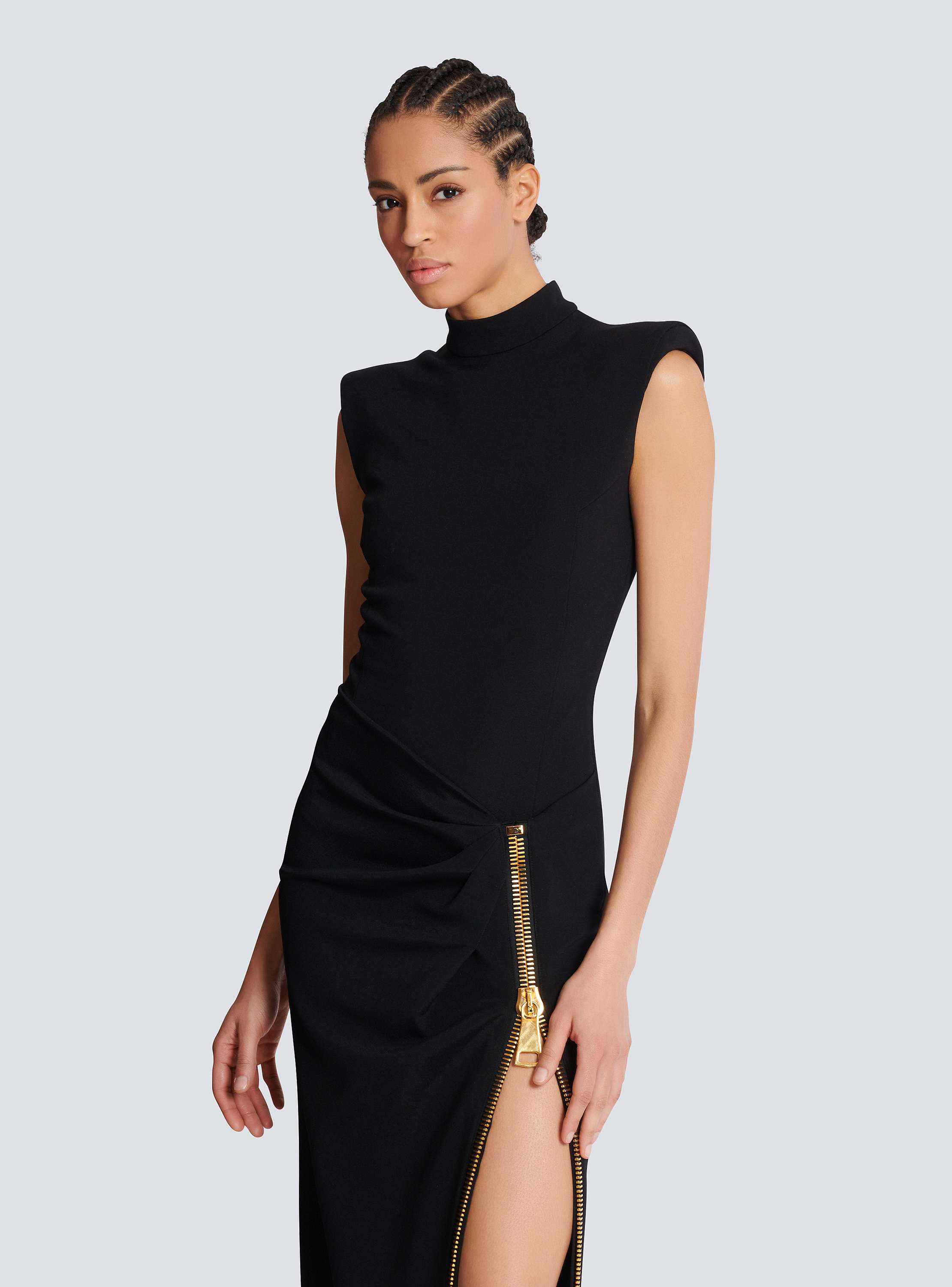 Long jersey dress with leg slit