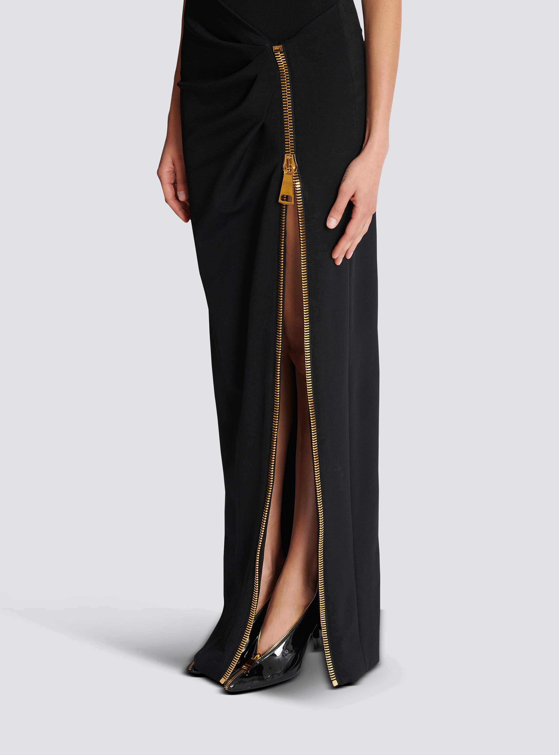 Long jersey dress with leg slit