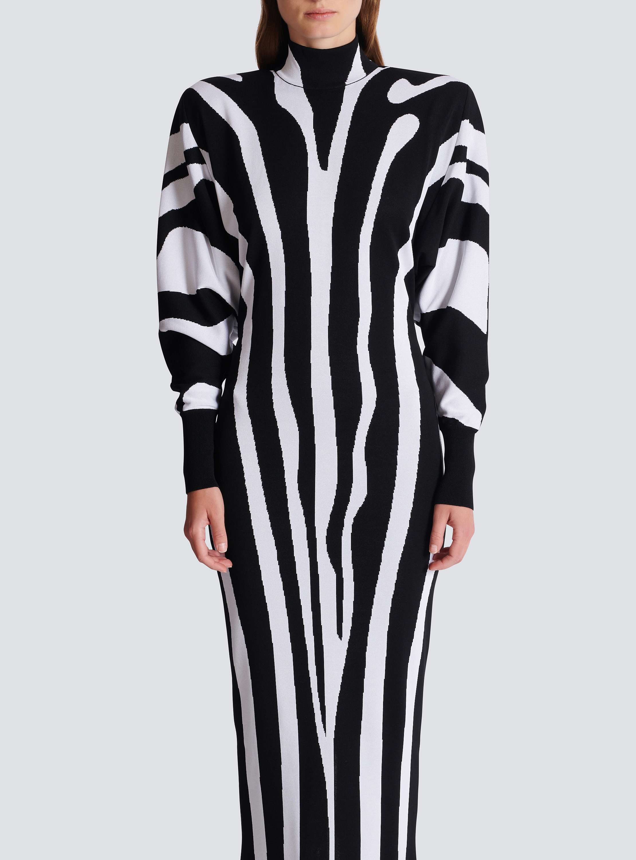 Long knit dress with zebra intarsia