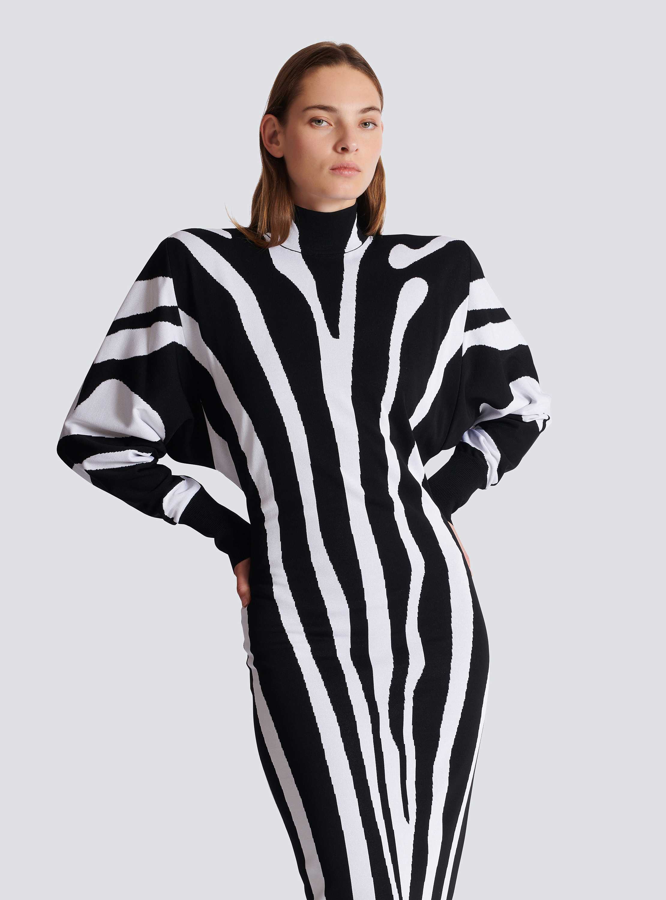 Long knit dress with zebra intarsia