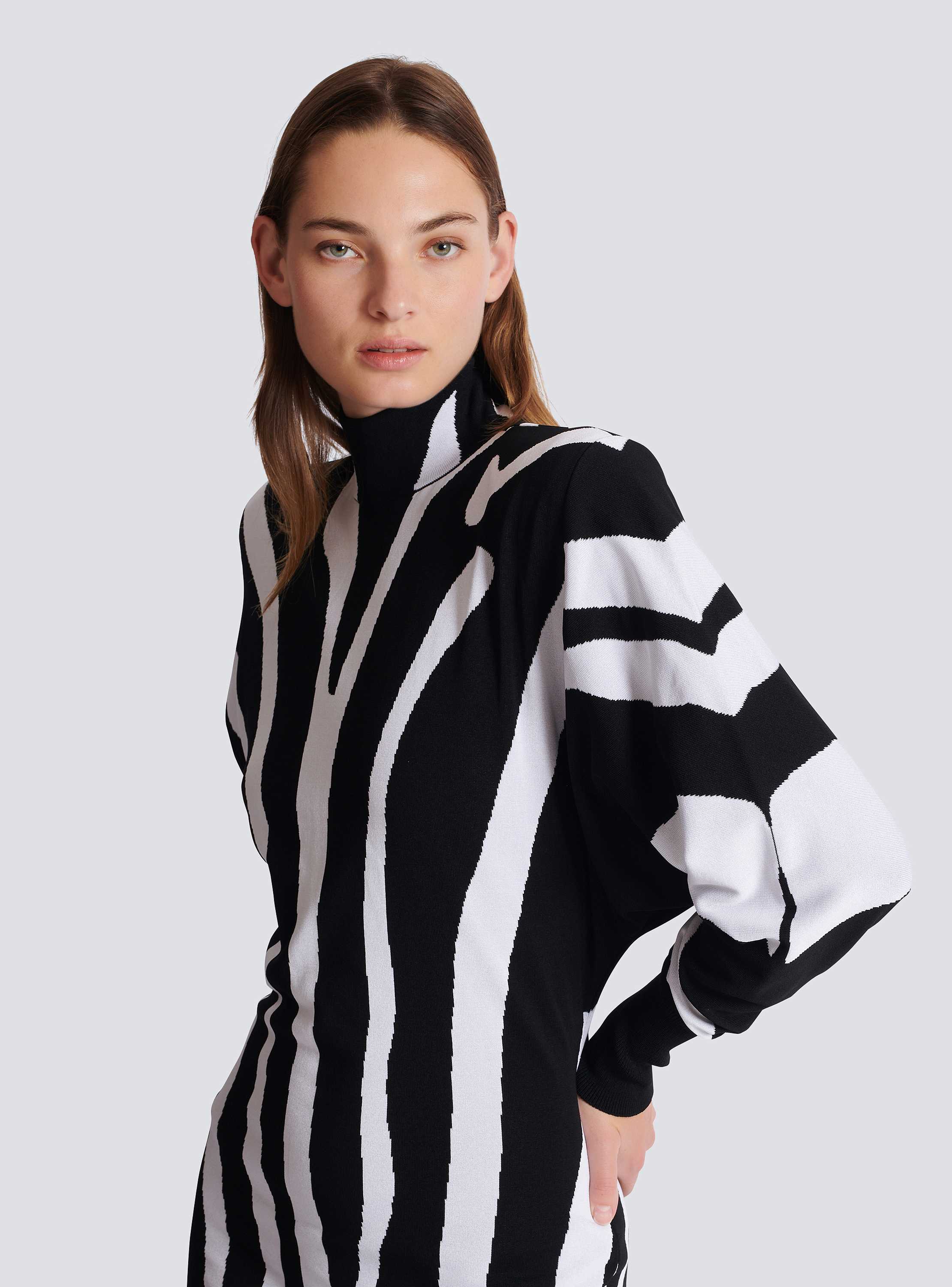 Long knit dress with zebra intarsia