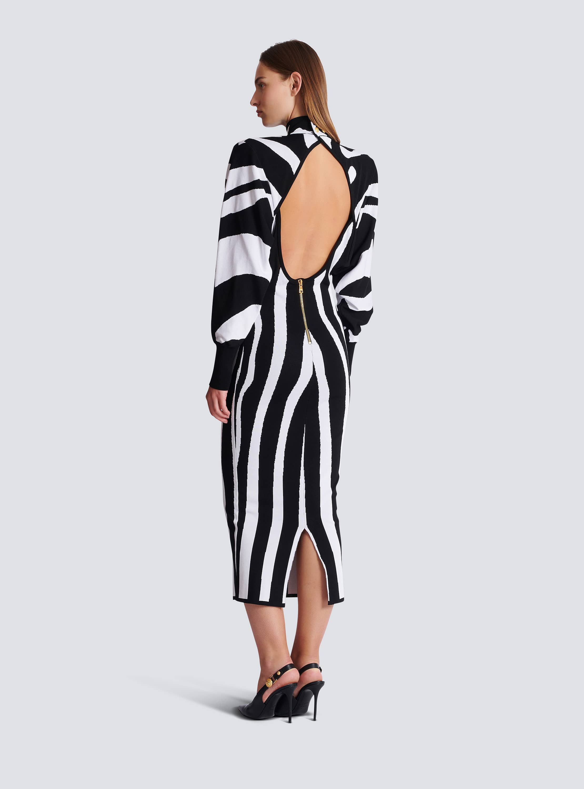 Long knit dress with zebra intarsia