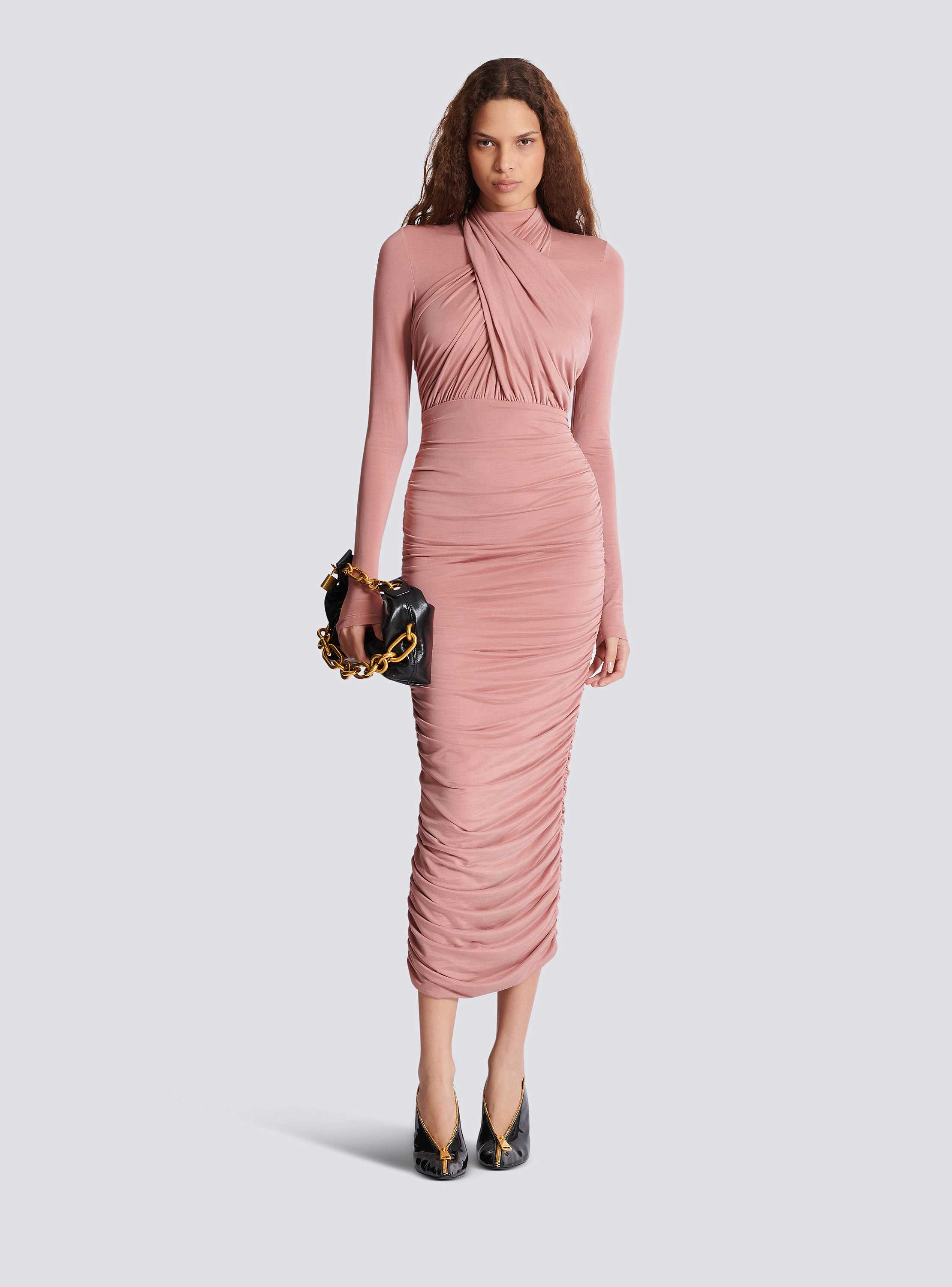 Pleated jersey midi dress