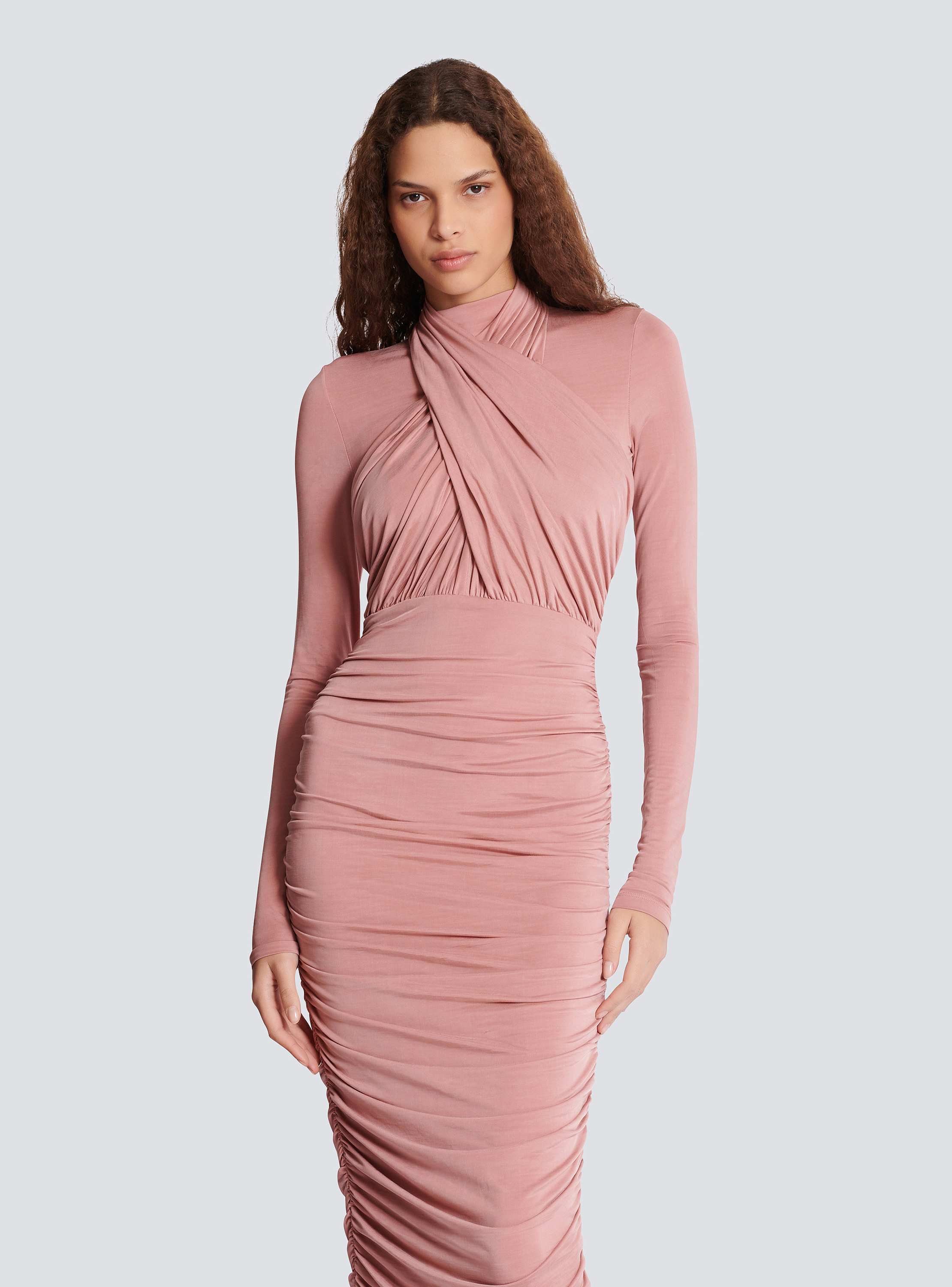 Pleated jersey midi dress