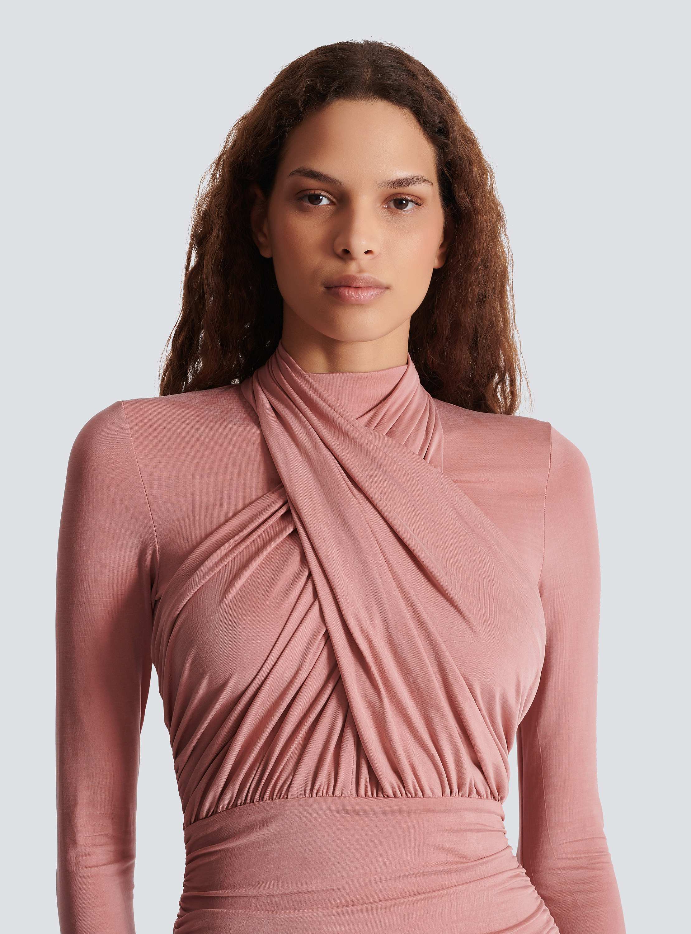 Pleated jersey midi dress