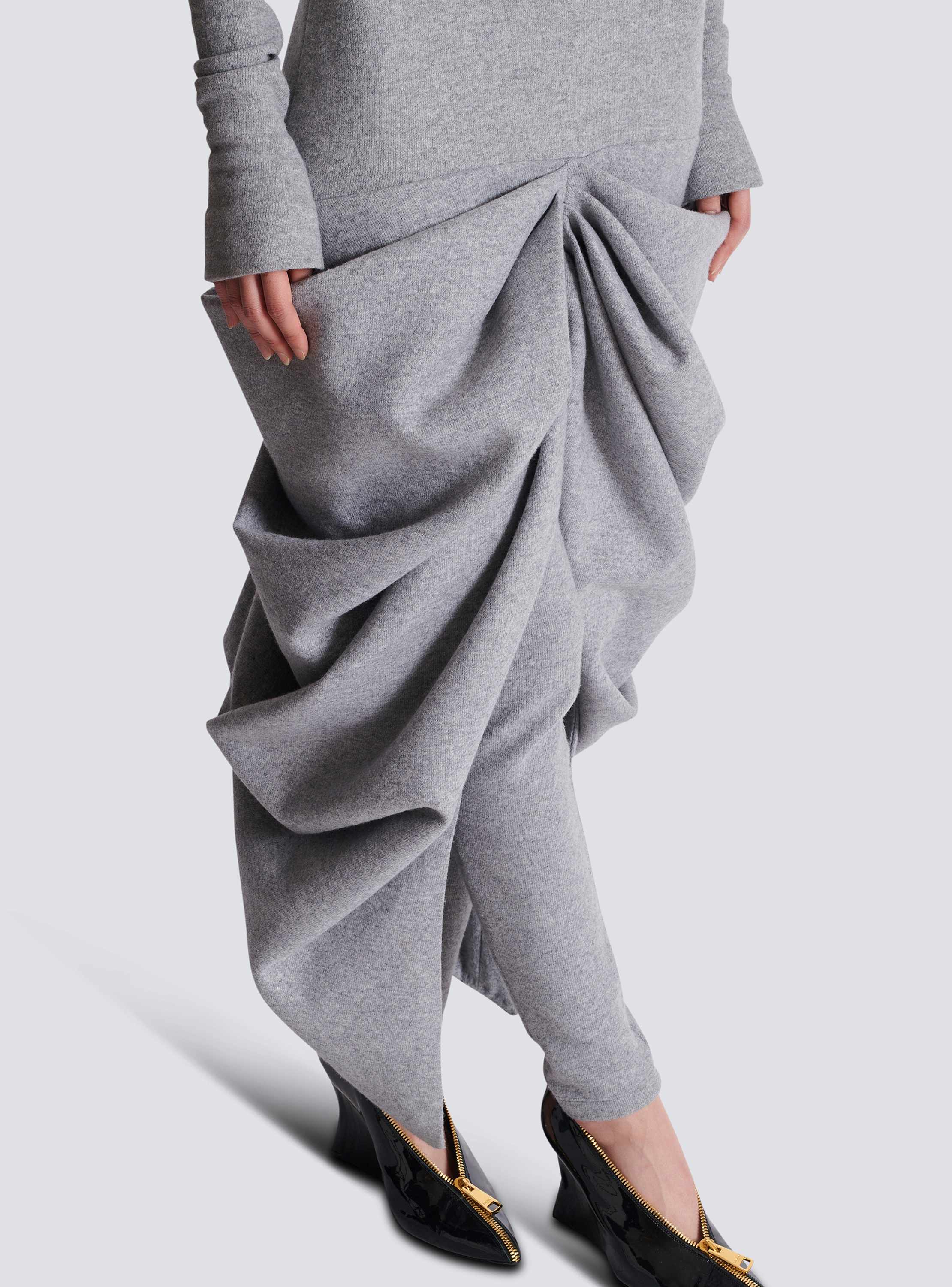 Long draped cotton knit dress