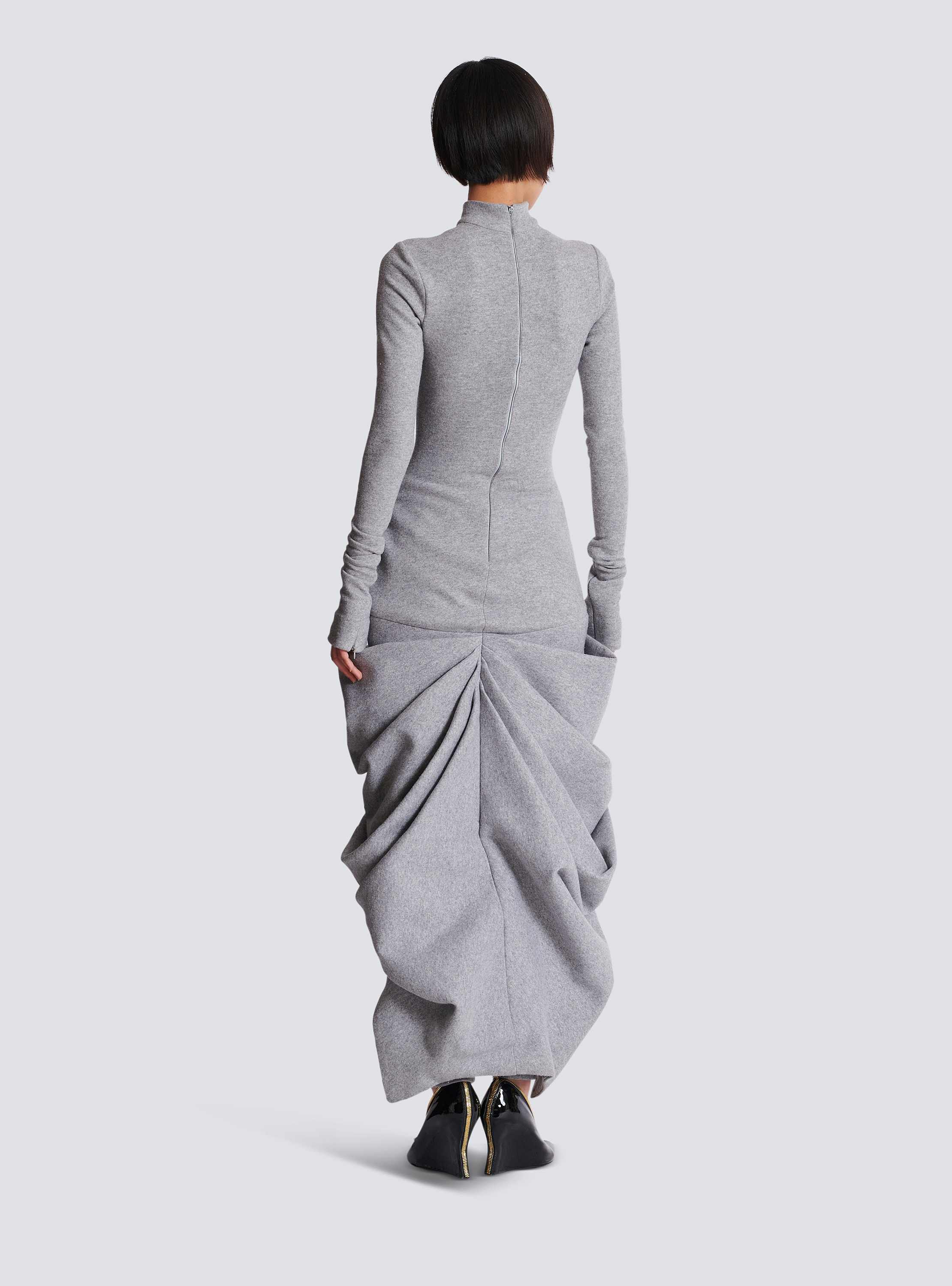 Long draped cotton knit dress