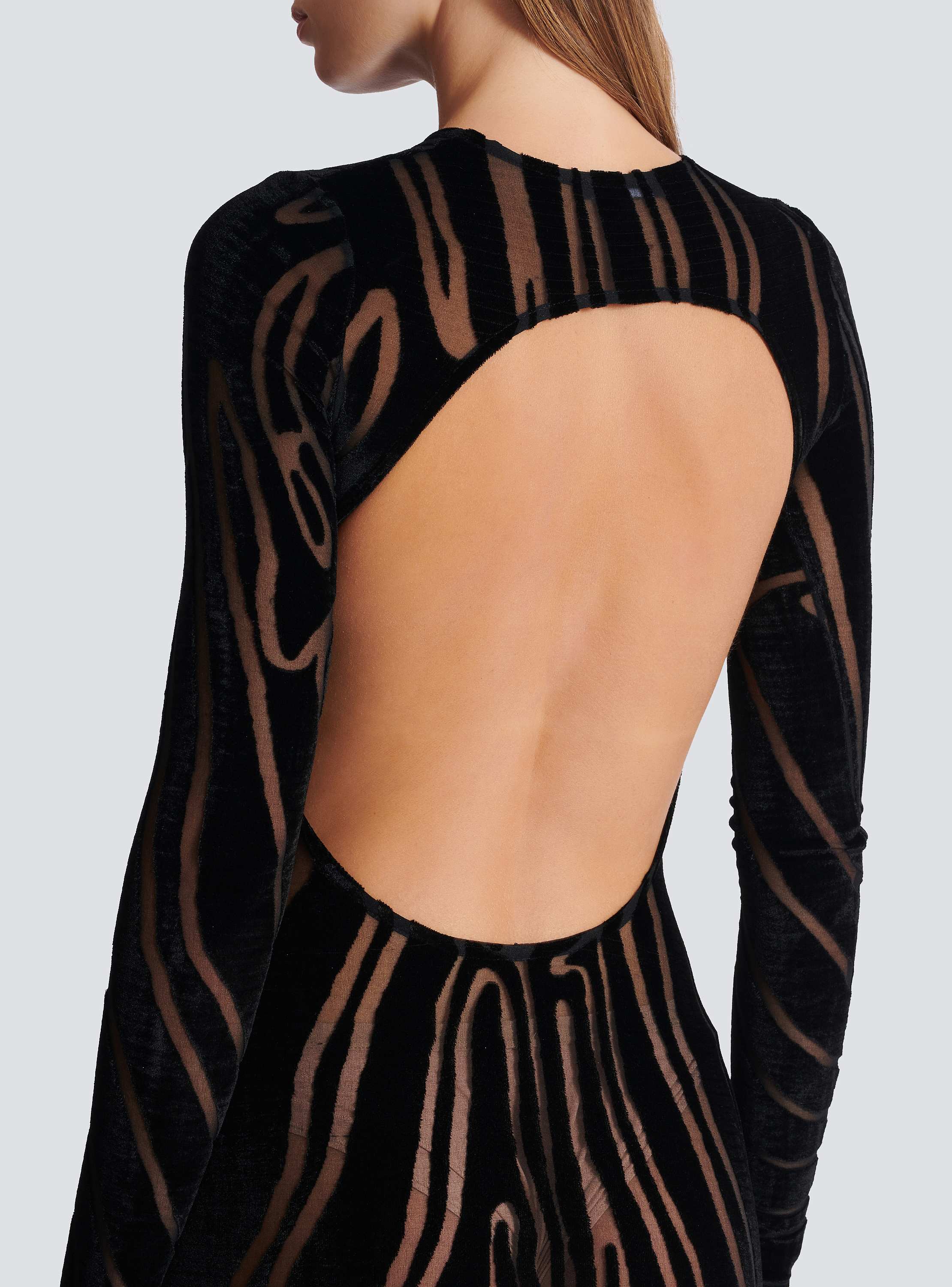Long zebra-print velvet dress