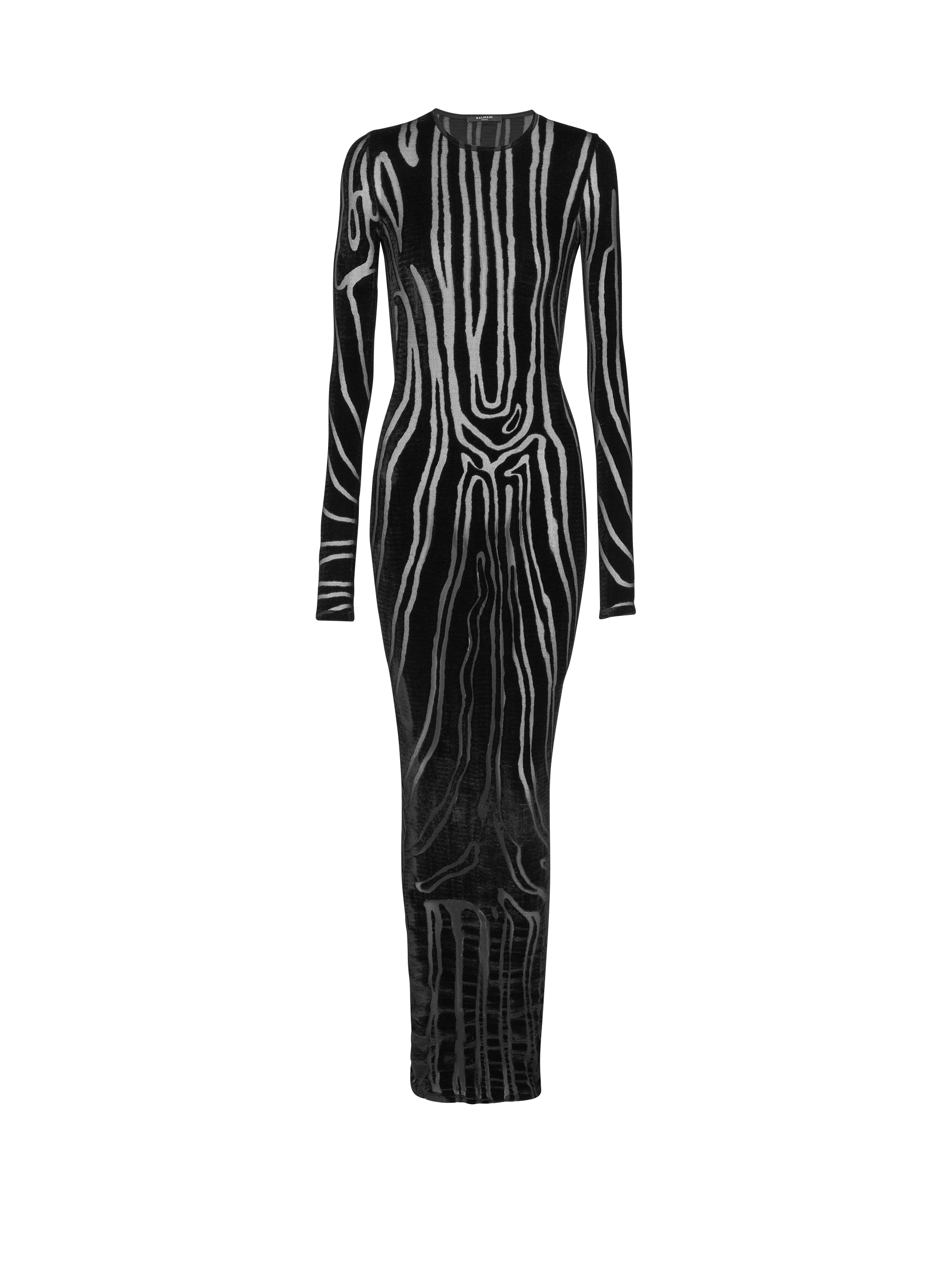 Long zebra-print velvet dress