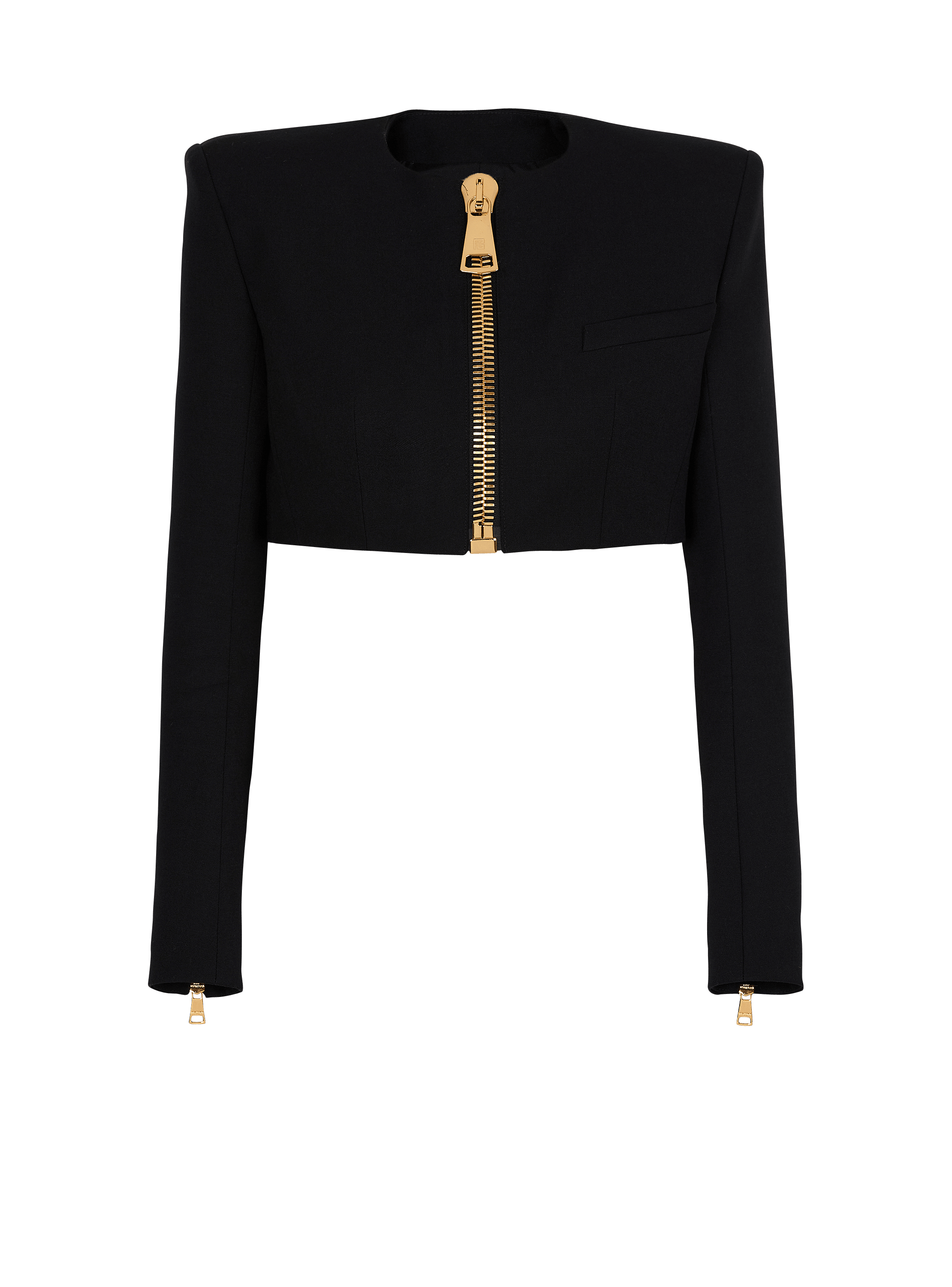 Cropped jacket in grain de poudre wool