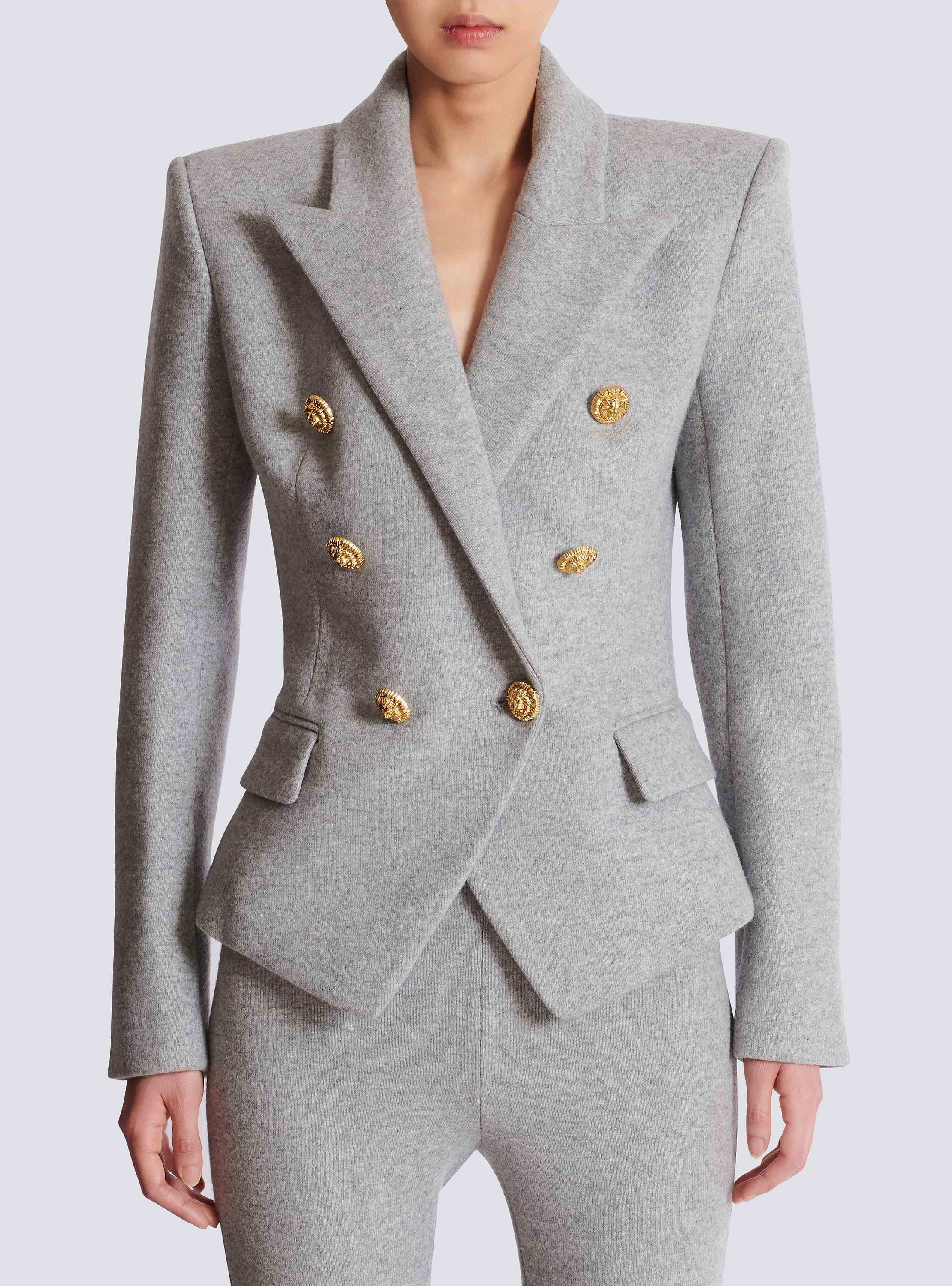 Cotton knit 6-button jacket