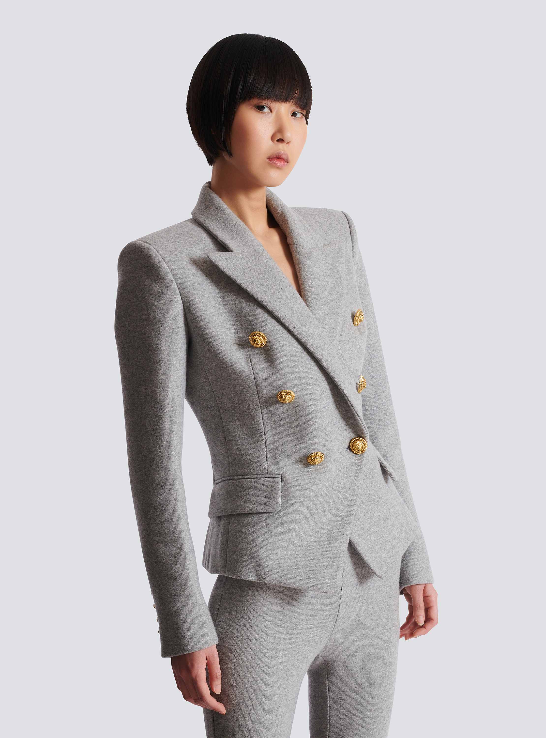 Cotton knit 6-button jacket