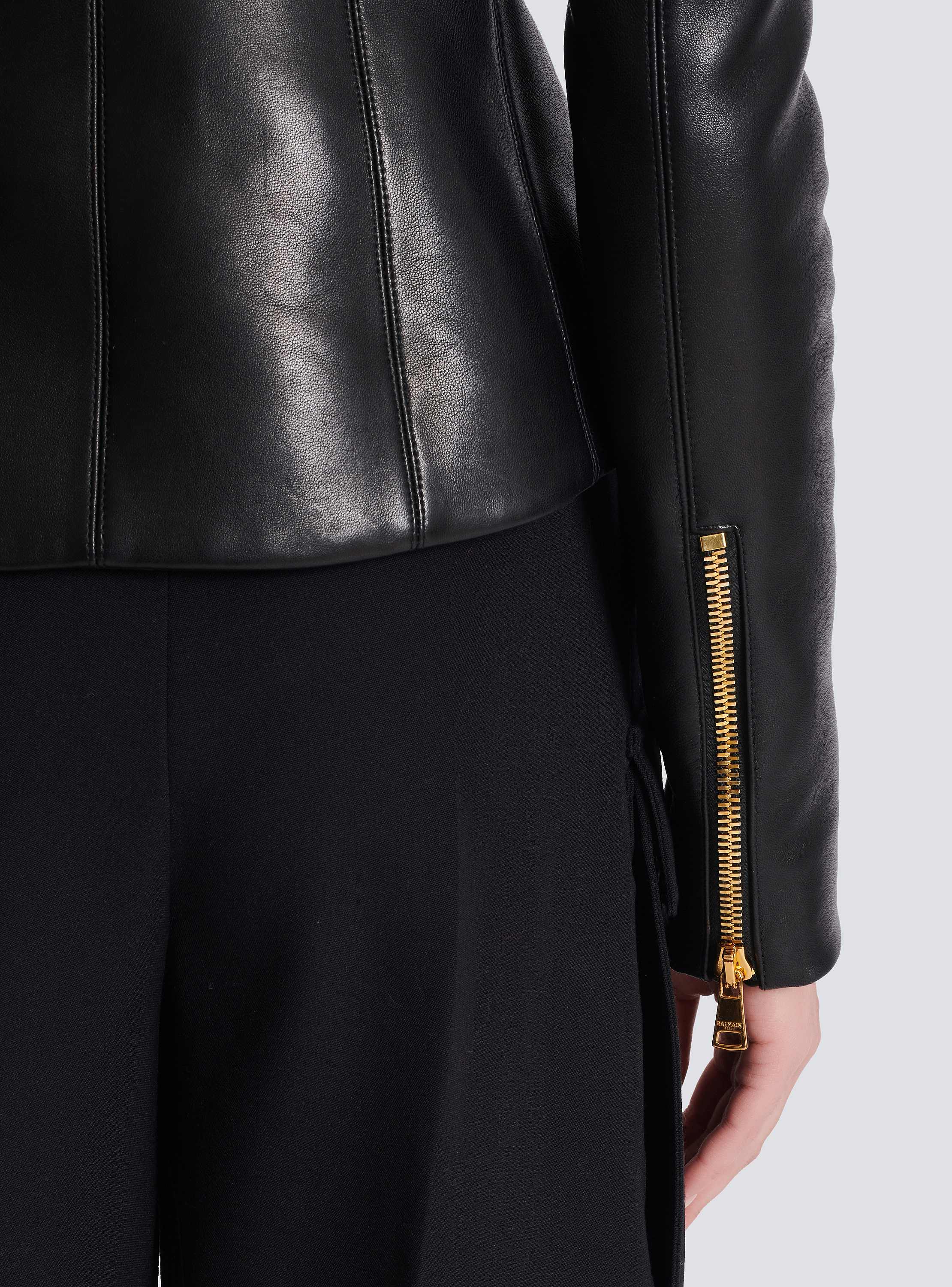 Cropped peplum lambskin jacket