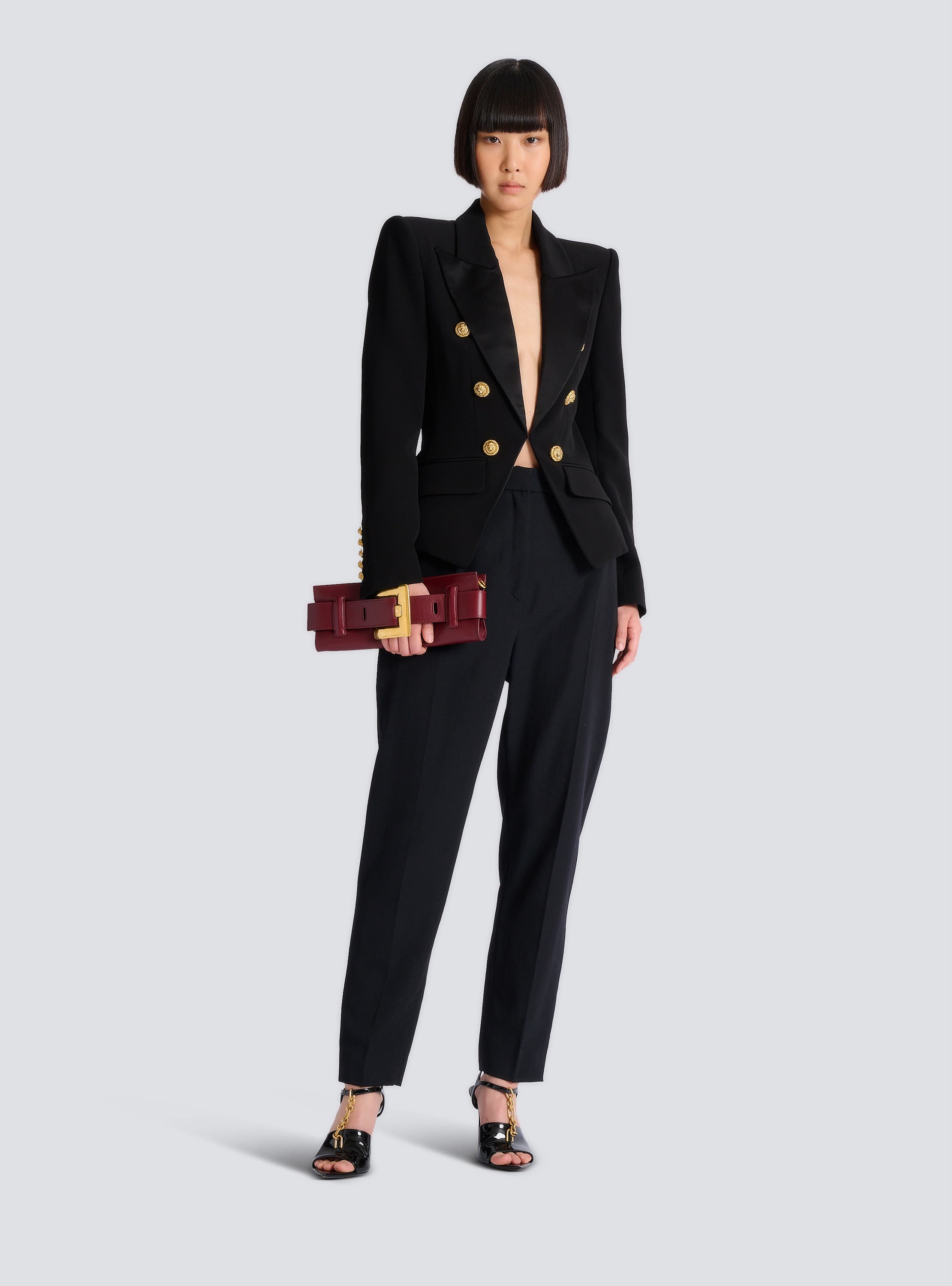 6-button jacket in crocodile jacquard