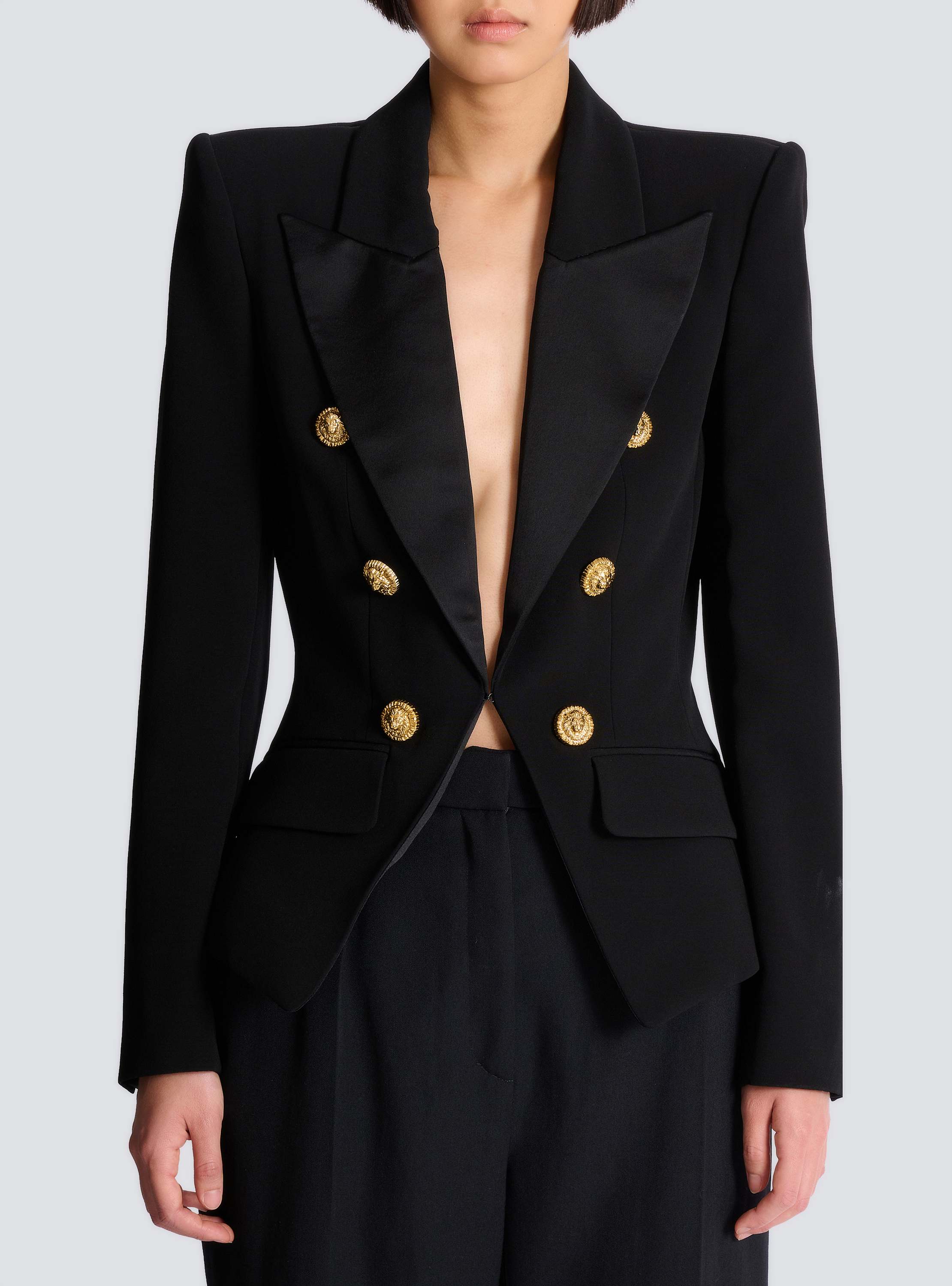 6-button jacket in crocodile jacquard