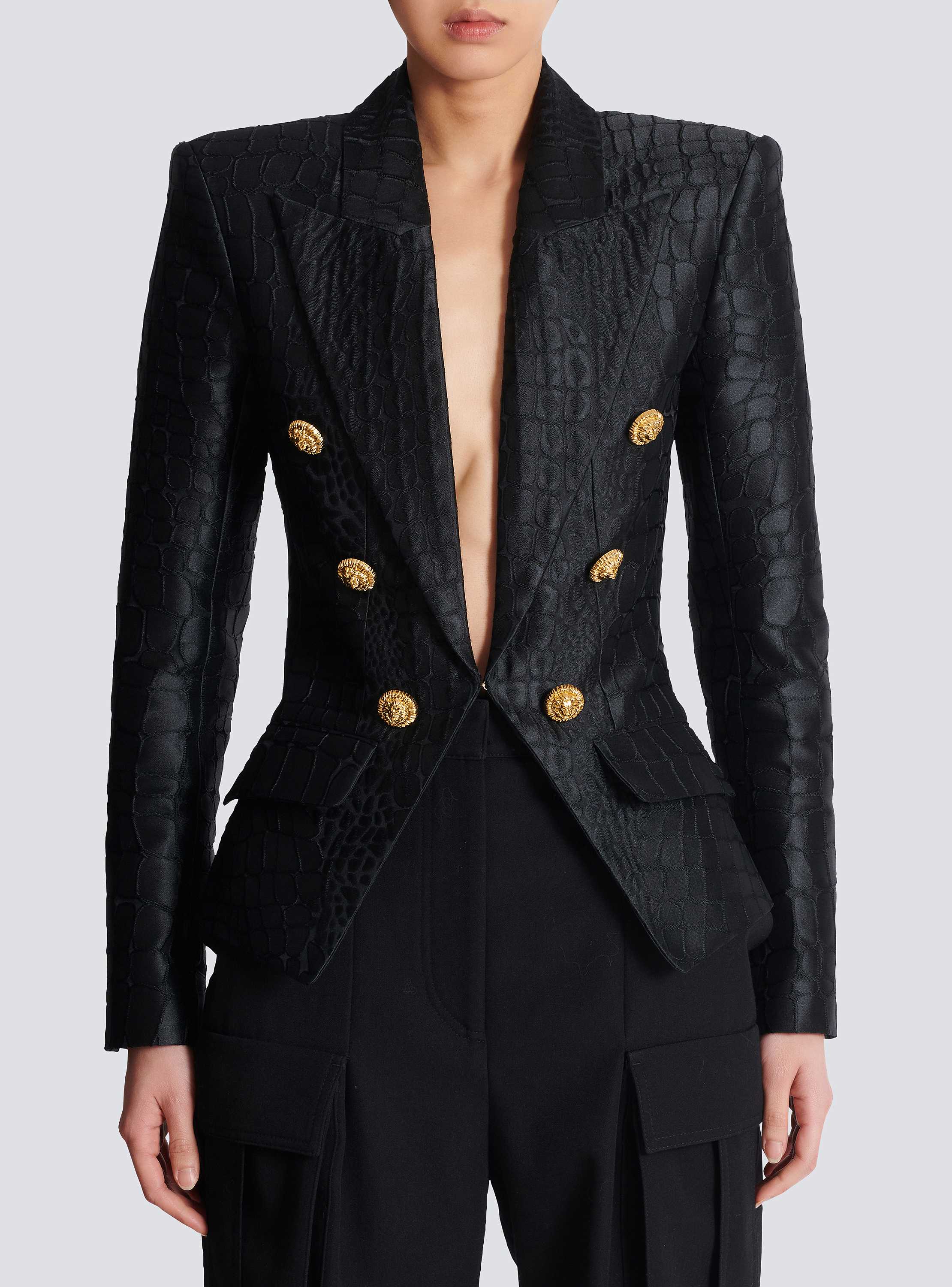 6-button jacket in crocodile jacquard