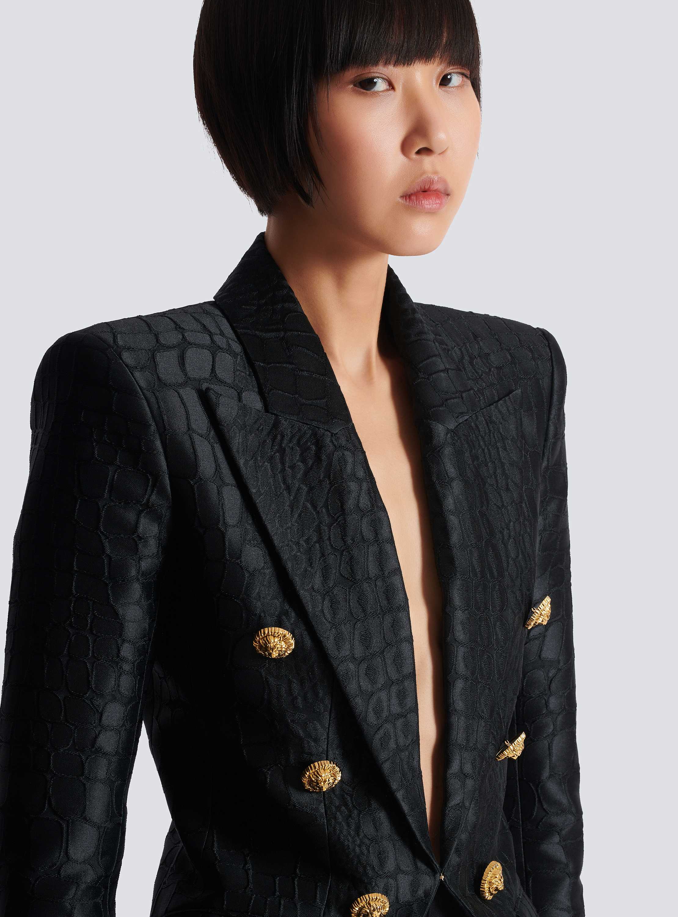6-button jacket in crocodile jacquard