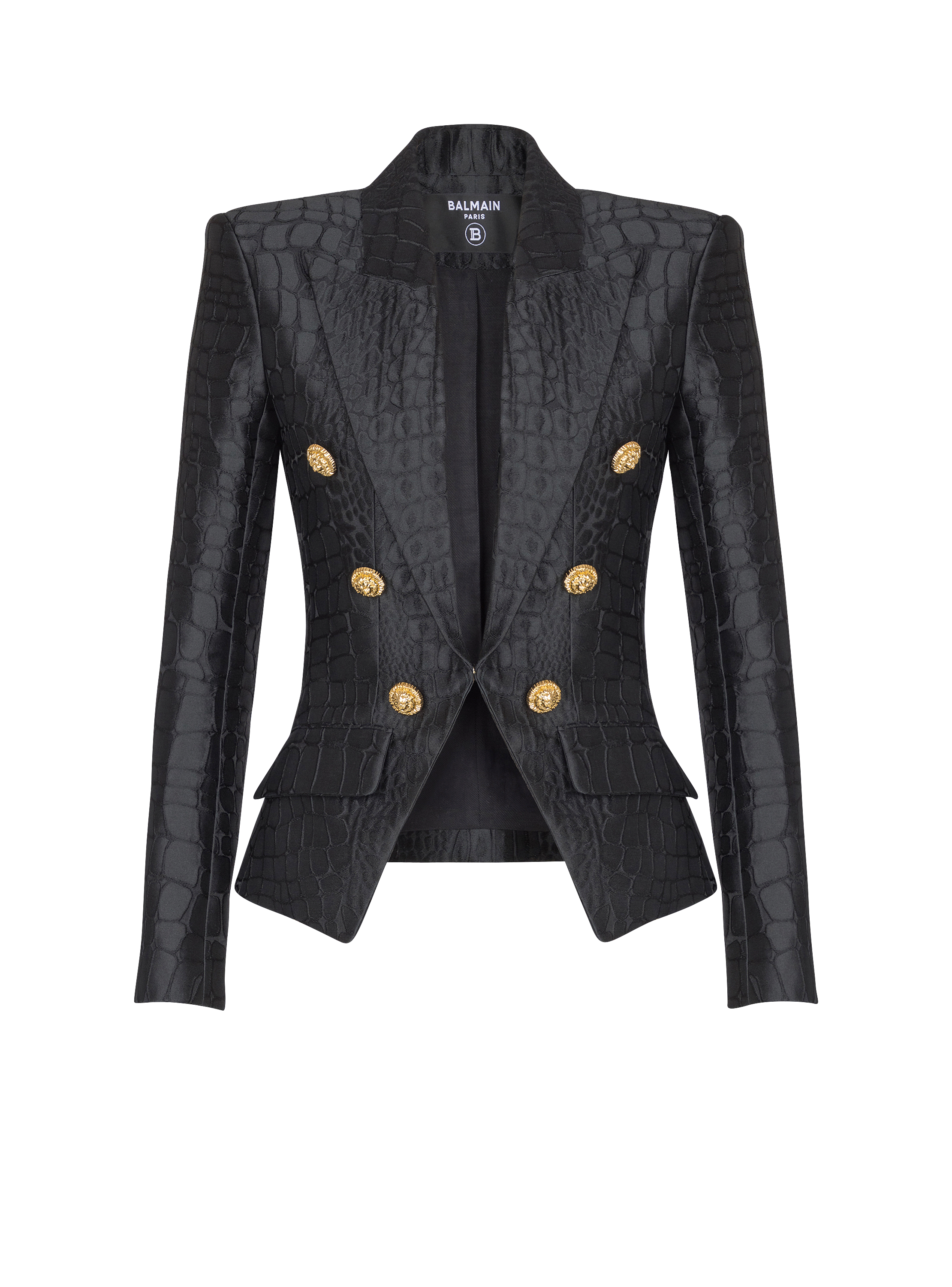 6-button jacket in crocodile jacquard
