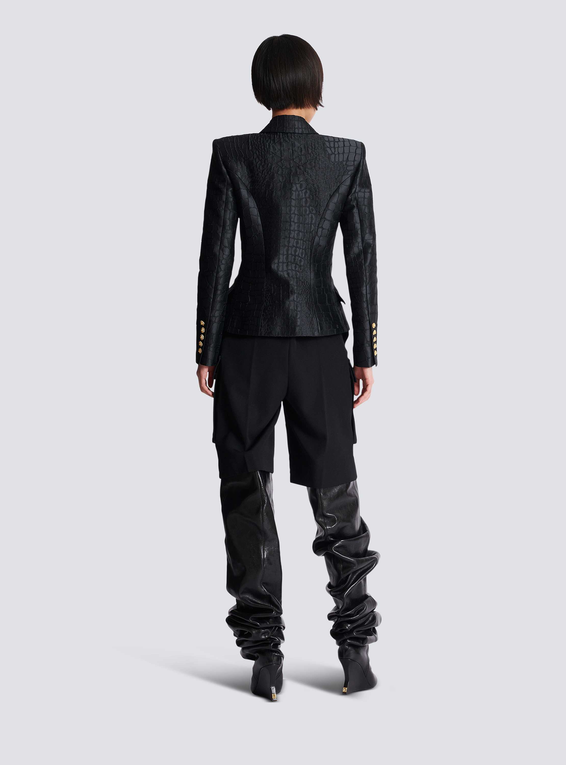 6-button jacket in crocodile jacquard