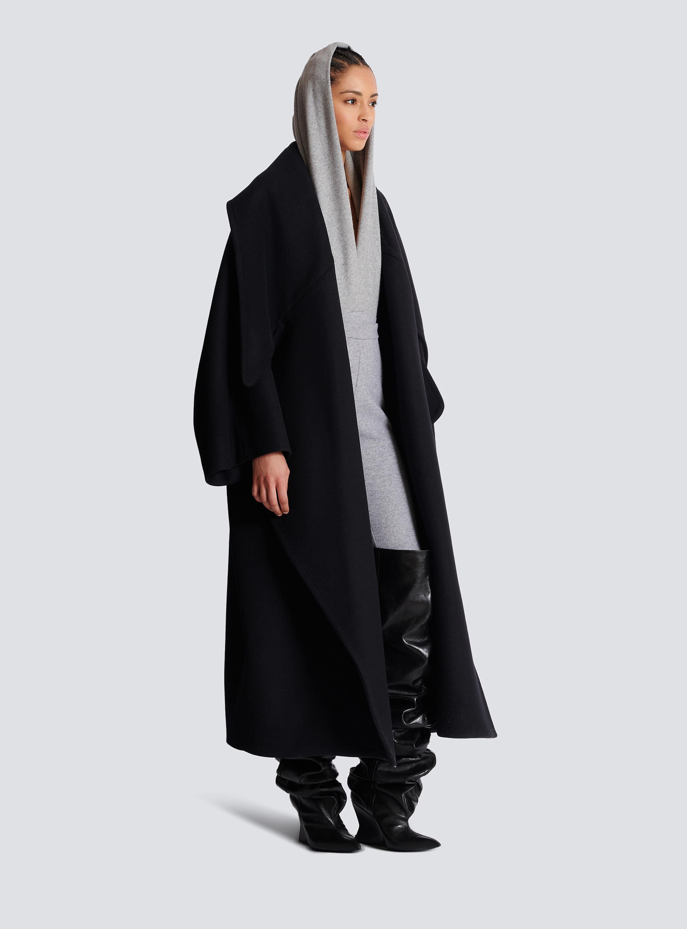 Oversized wool cape coat