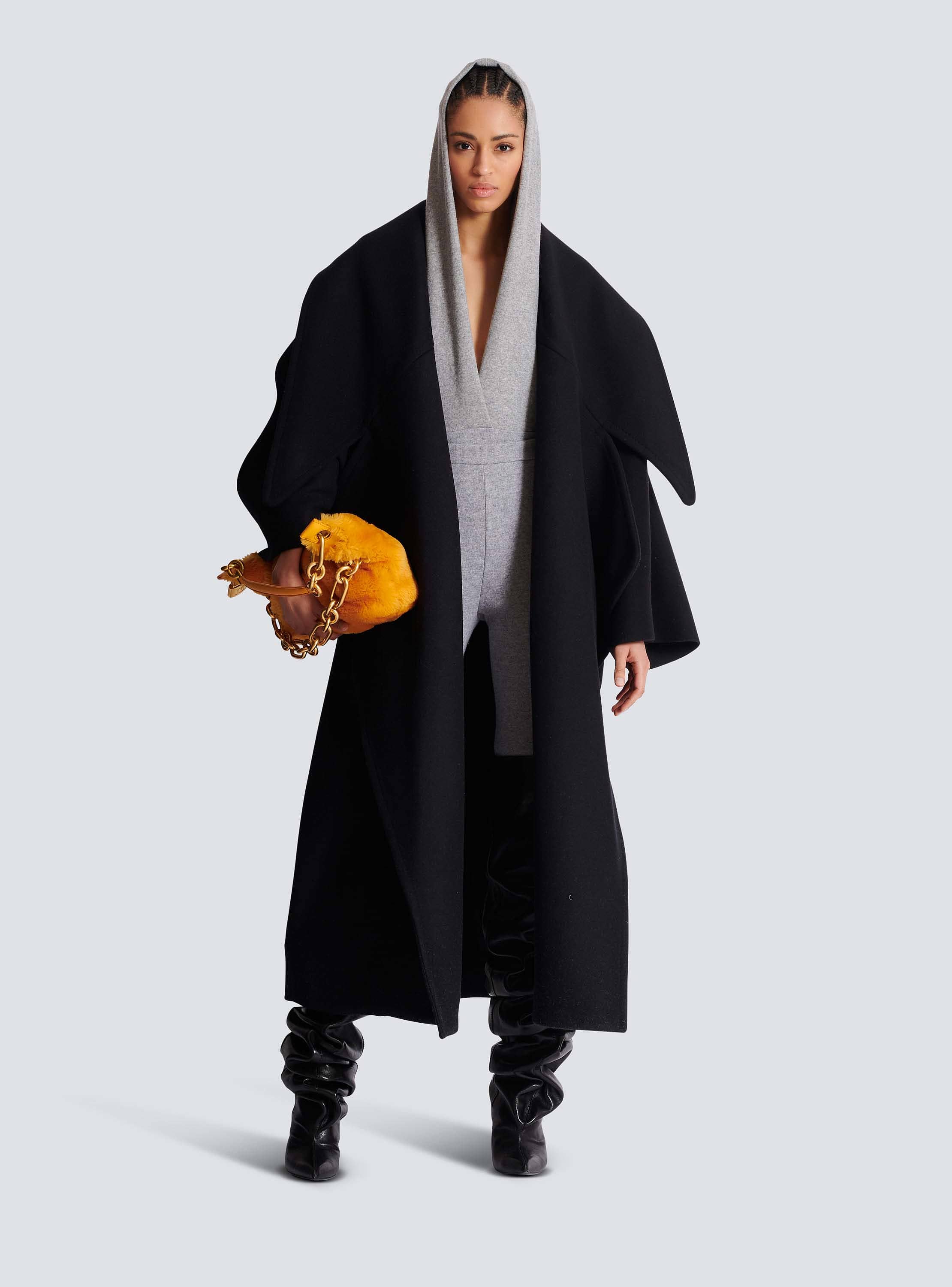 Oversized wool cape coat