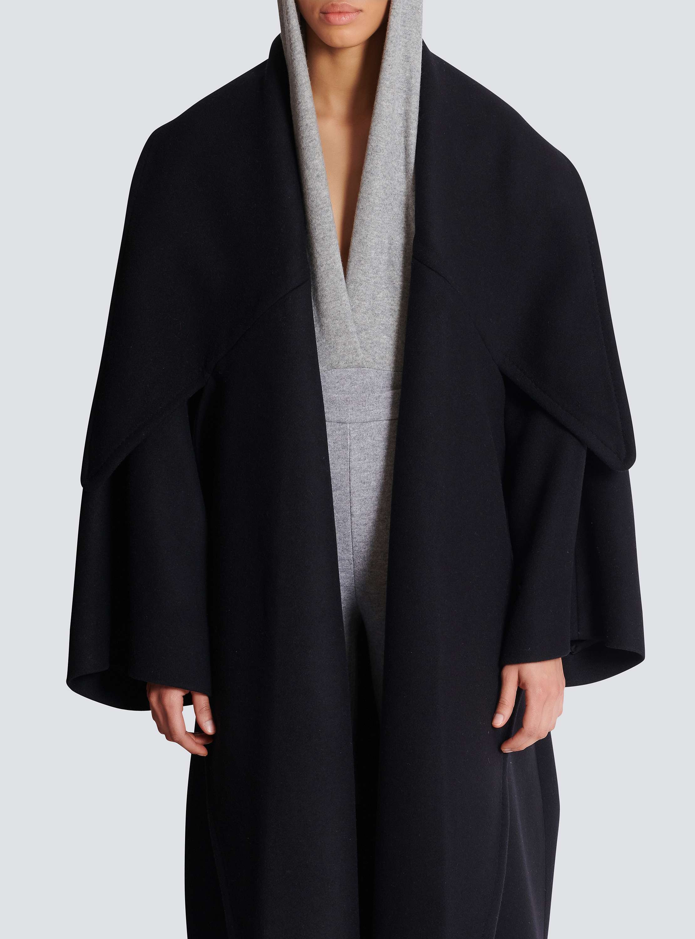Oversized wool cape coat