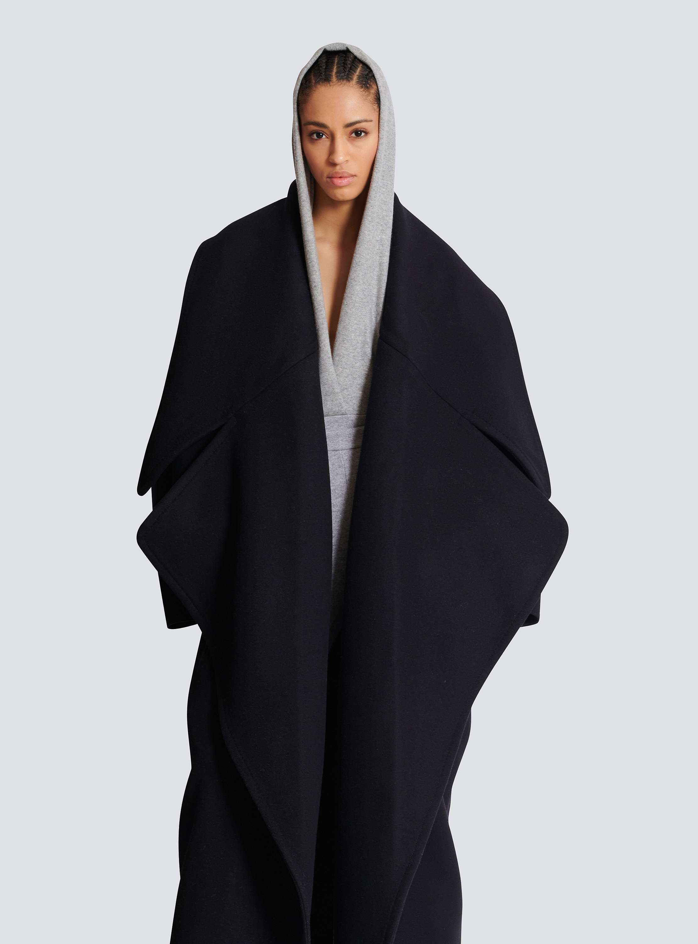 Oversized wool cape coat