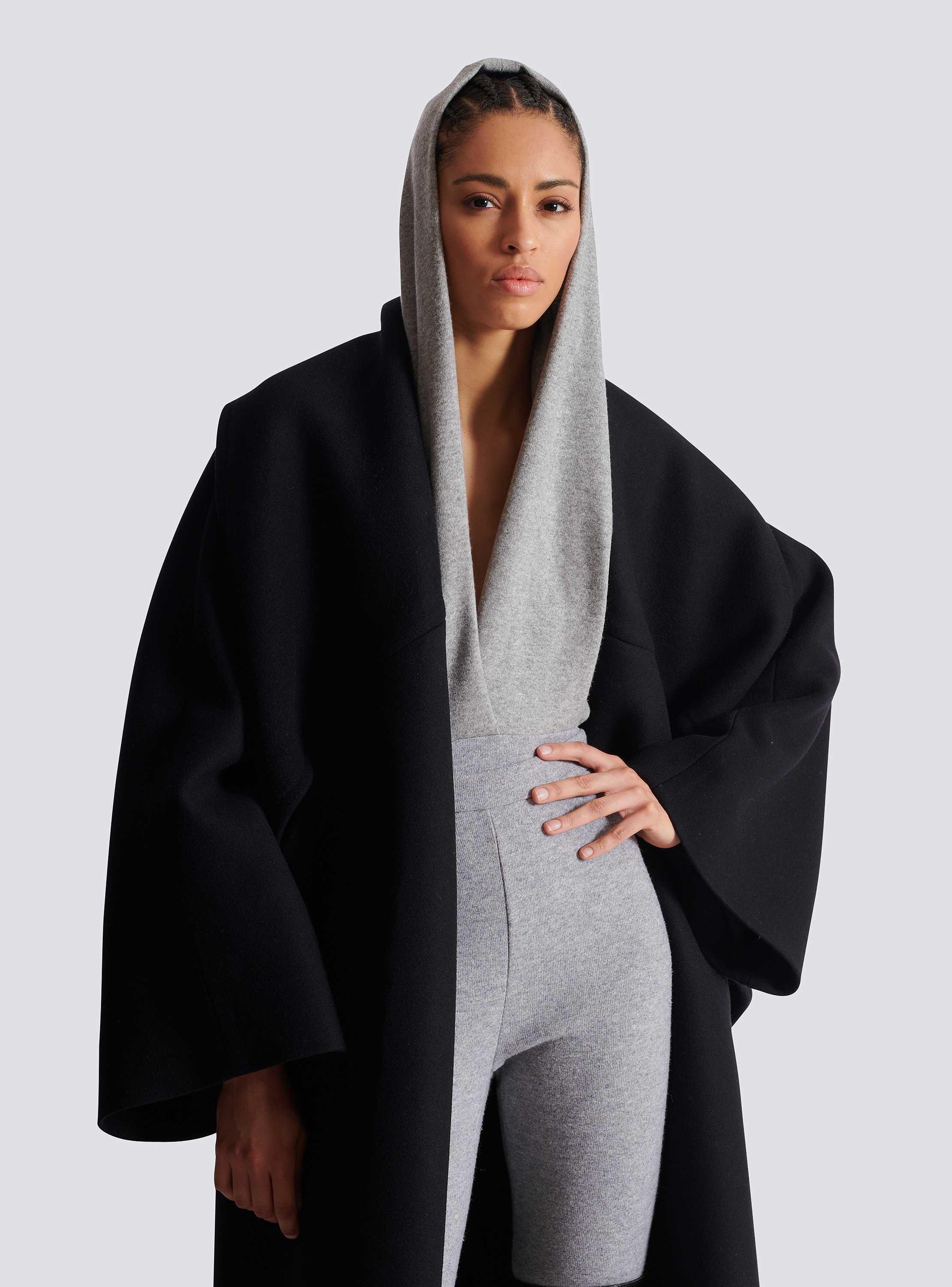 Oversized wool cape coat