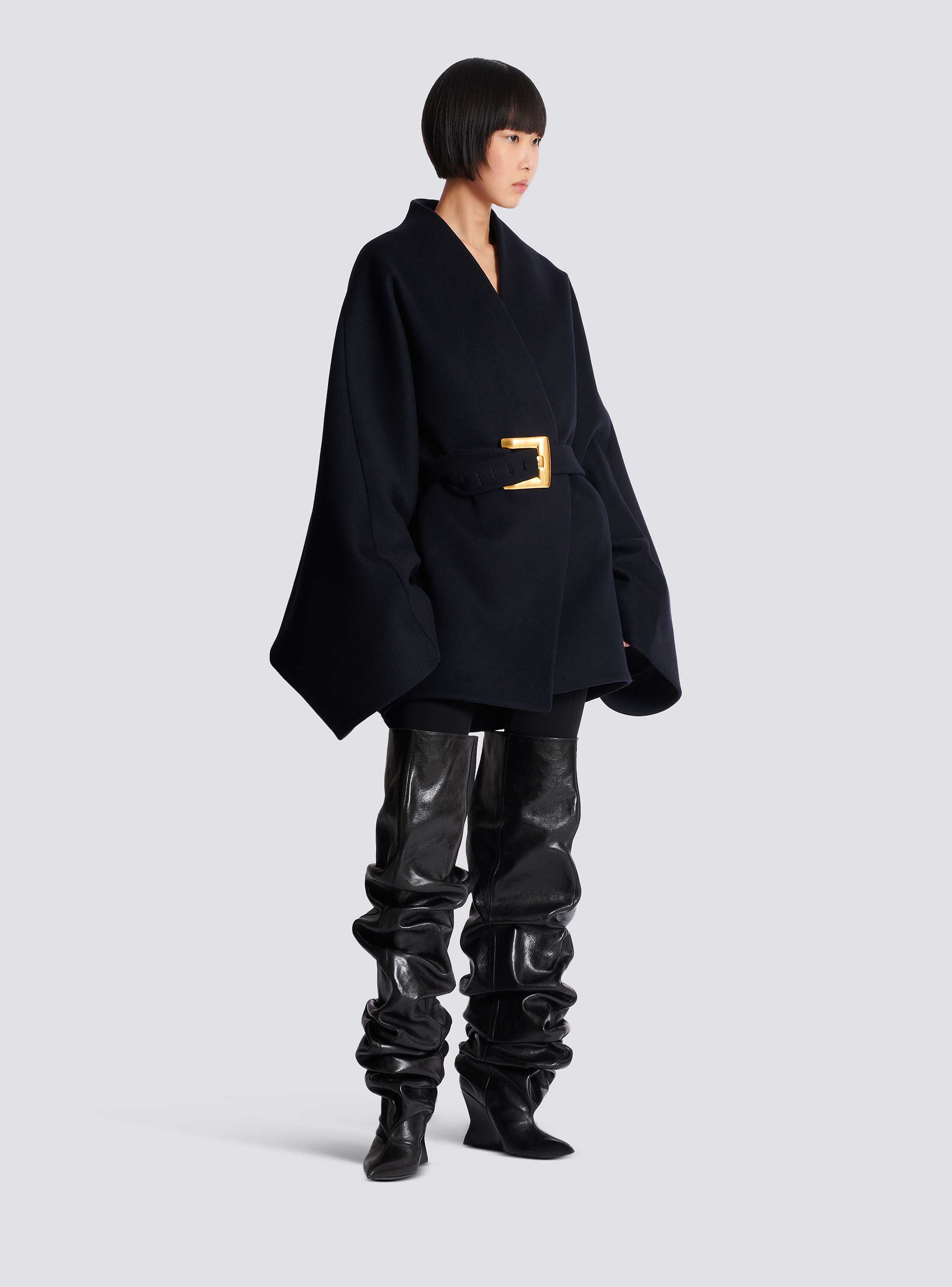 Short wool wrap coat