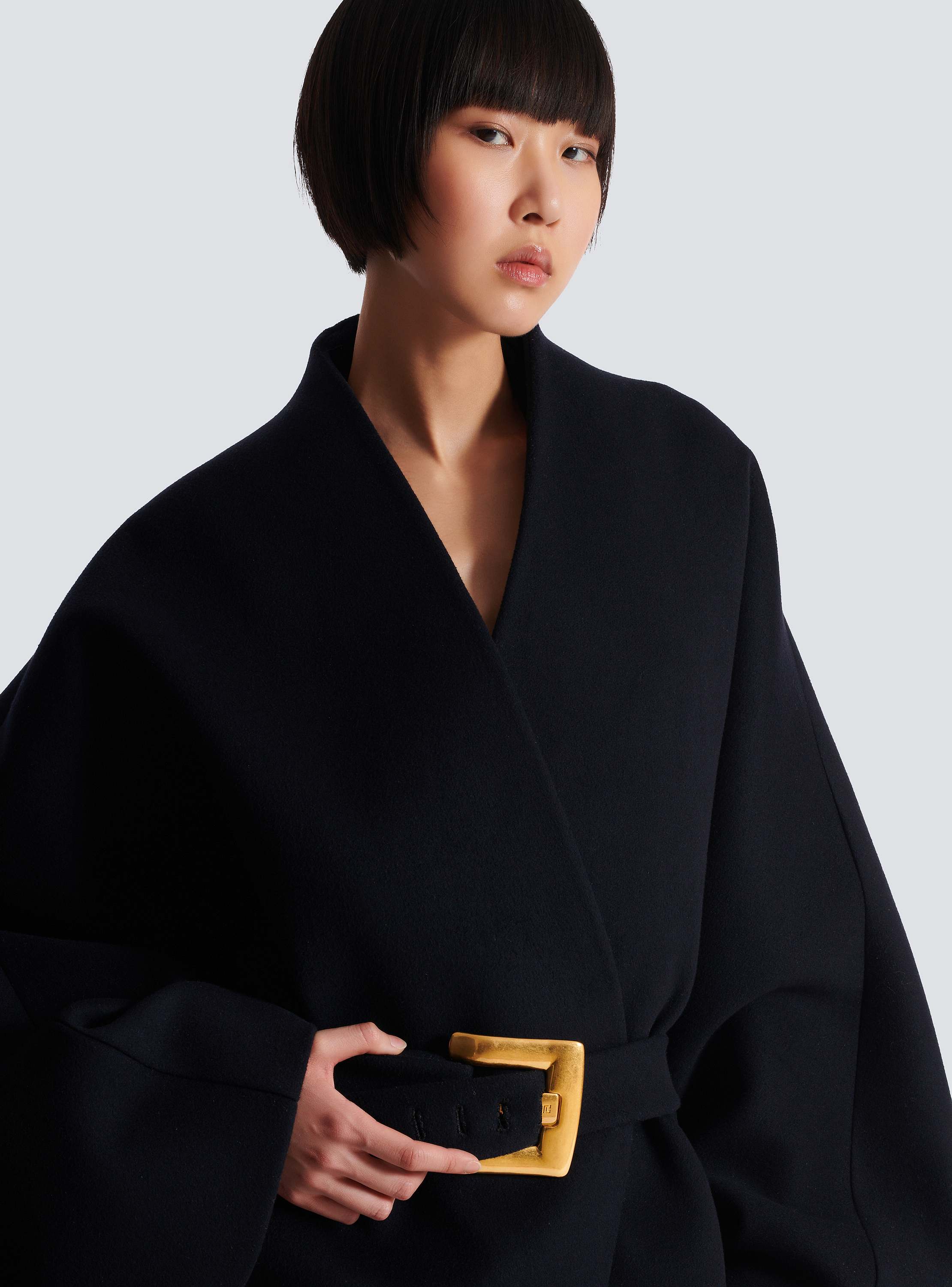 Short wool wrap coat