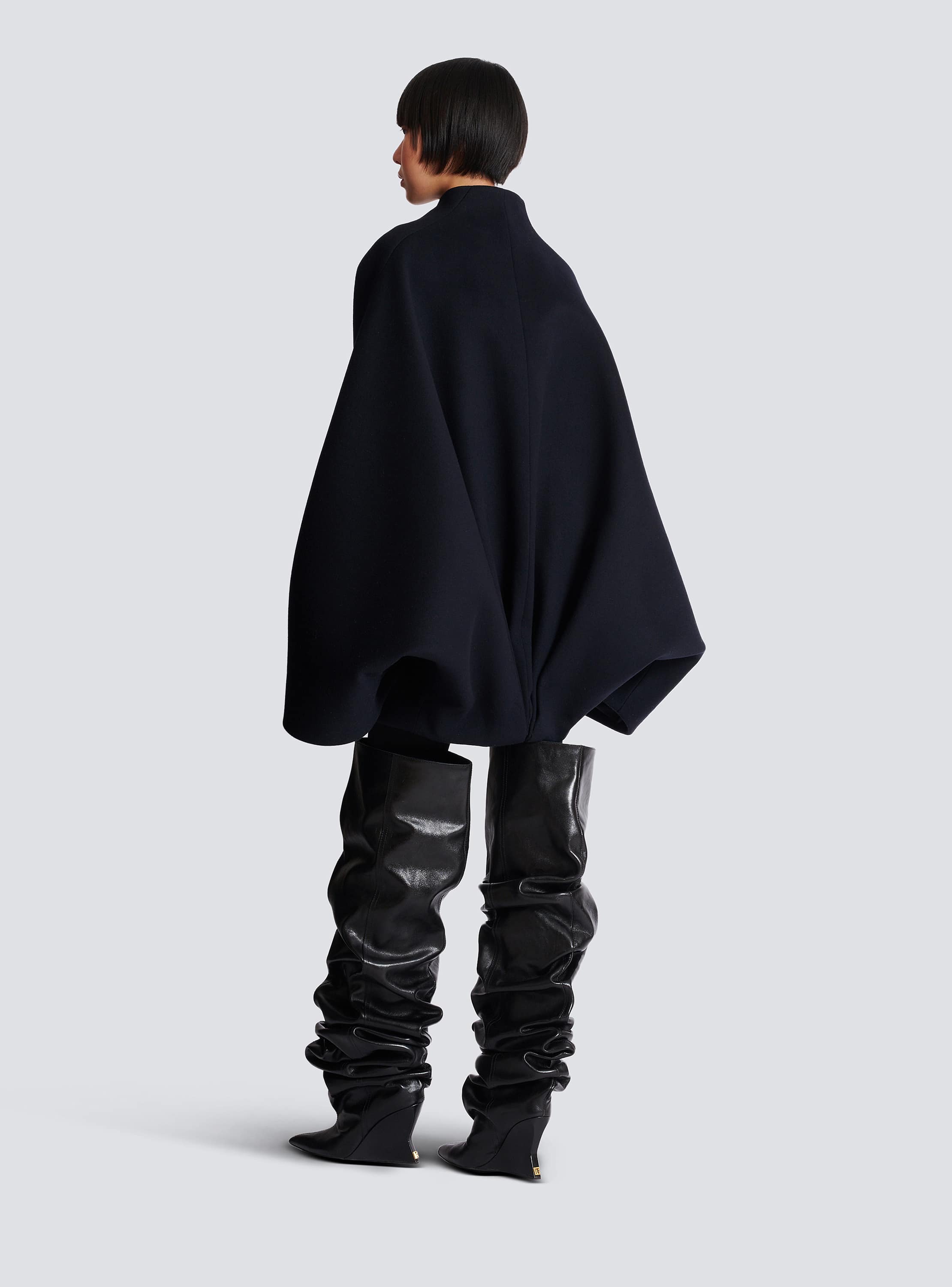 Short wool wrap coat