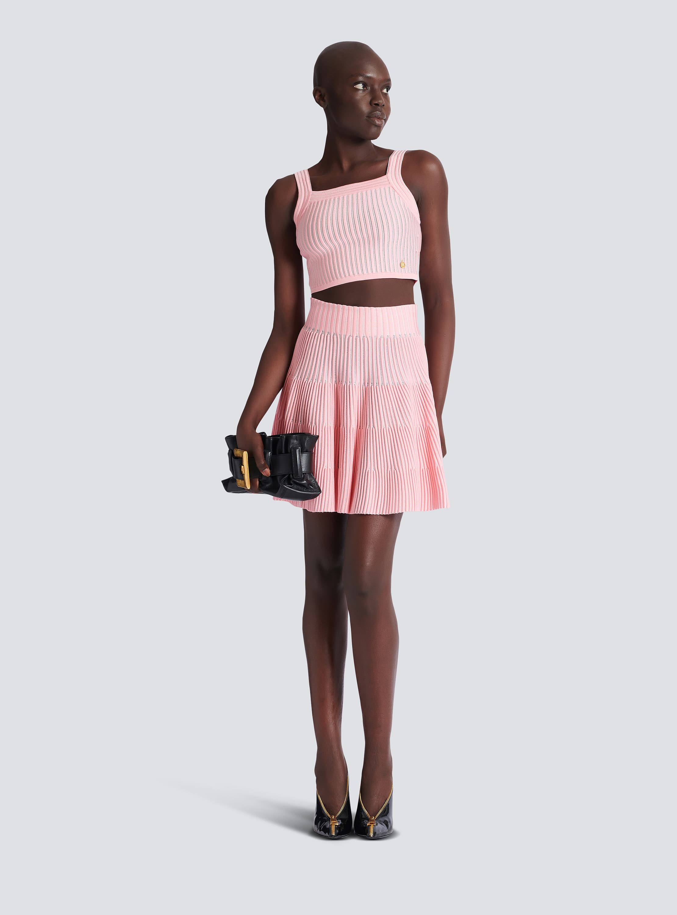 Textured knit top pink pink - Women | BALMAIN