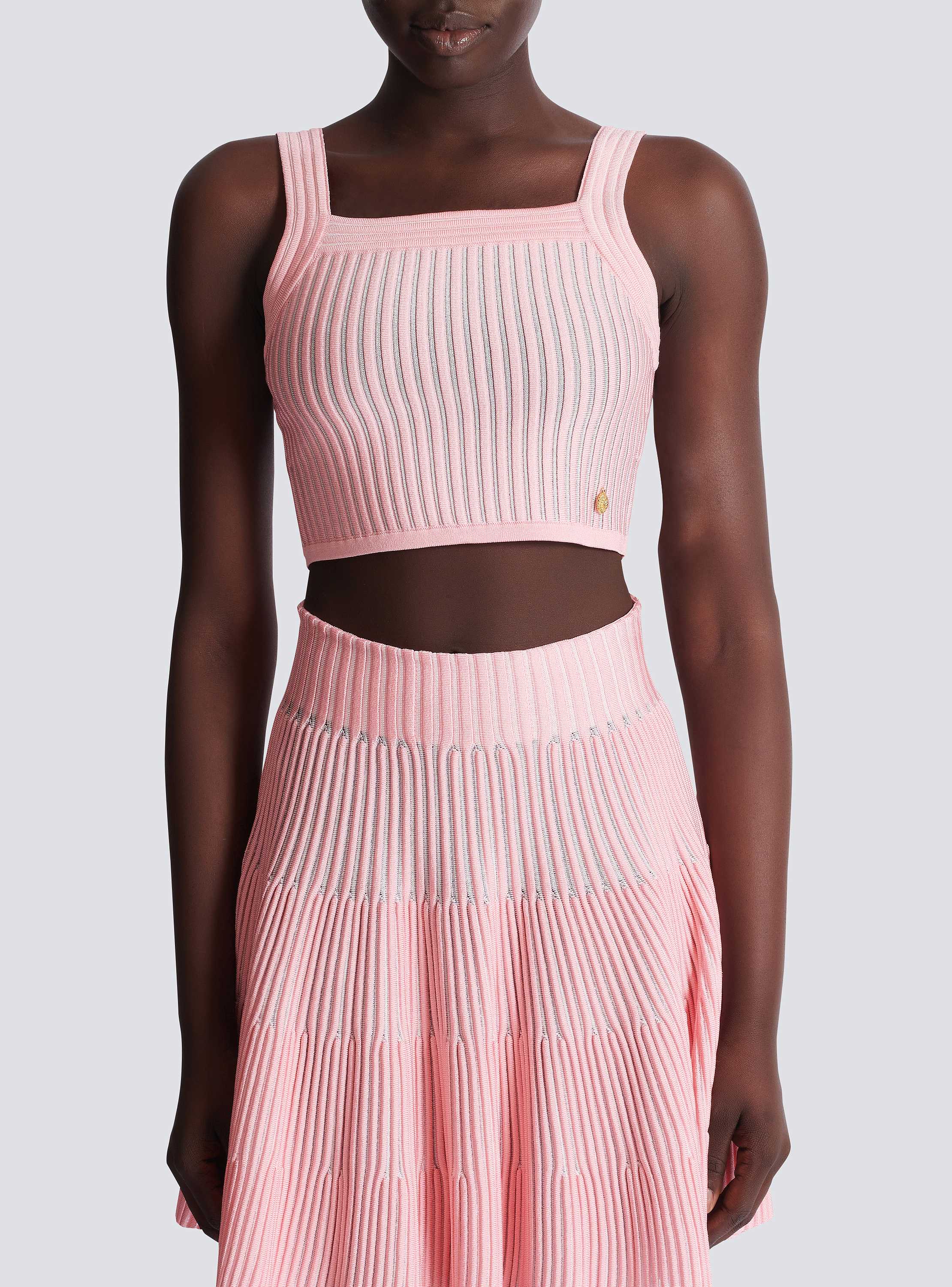 Textured knit top pink pink - Women | BALMAIN