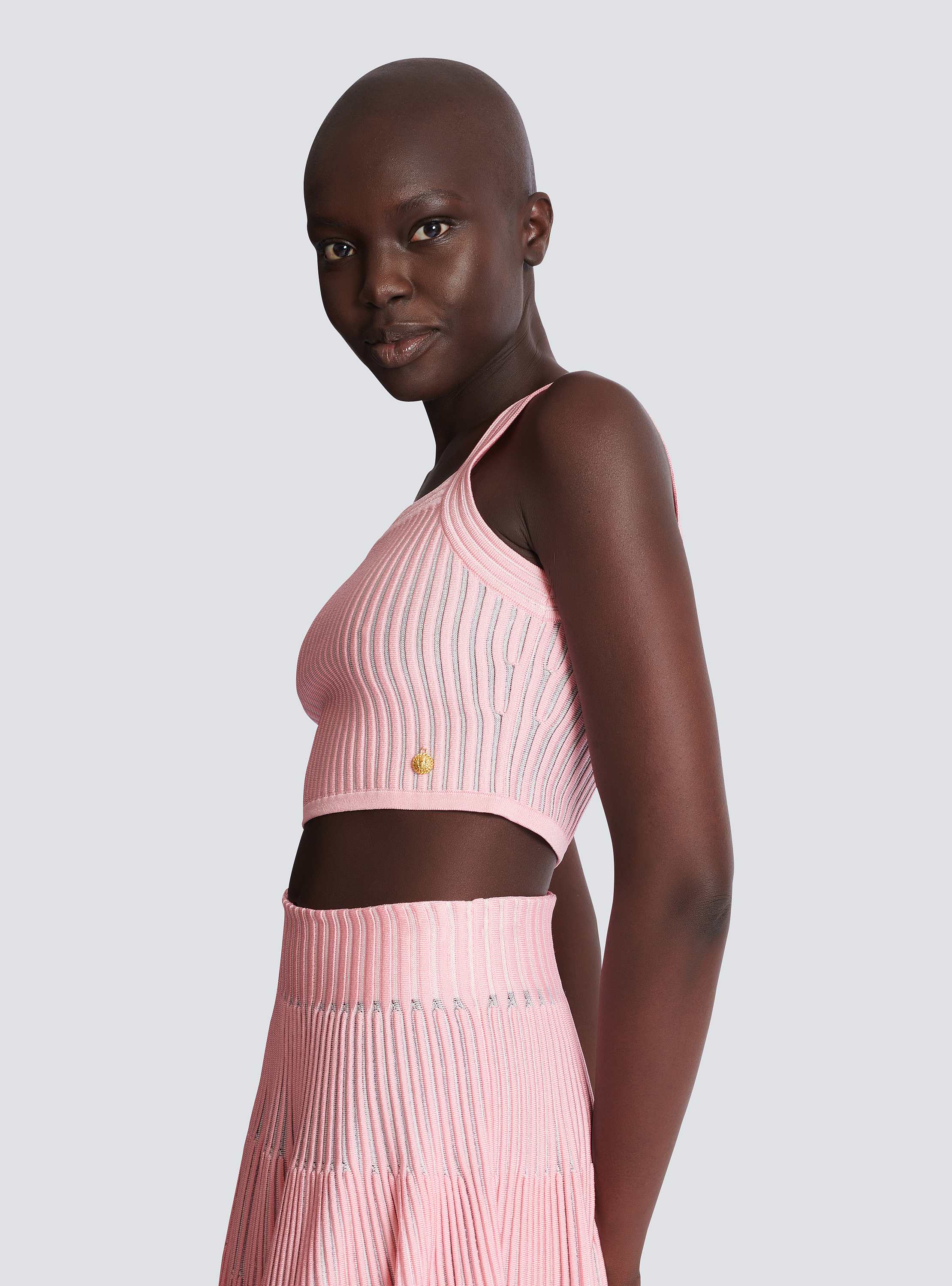 Textured knit top pink pink - Women | BALMAIN